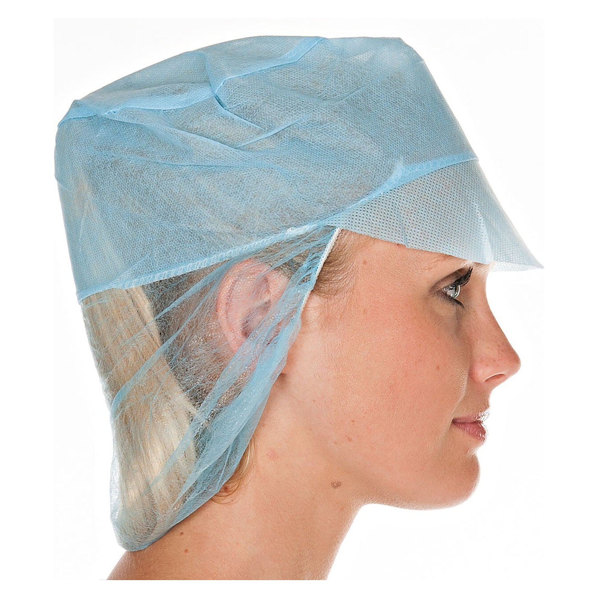 Einweg-Schildmütze mit integriertem Langhaarschutz aus festem PP-Vlies, latexfrei, blau, VPE 100 - Franz Mensch 12886