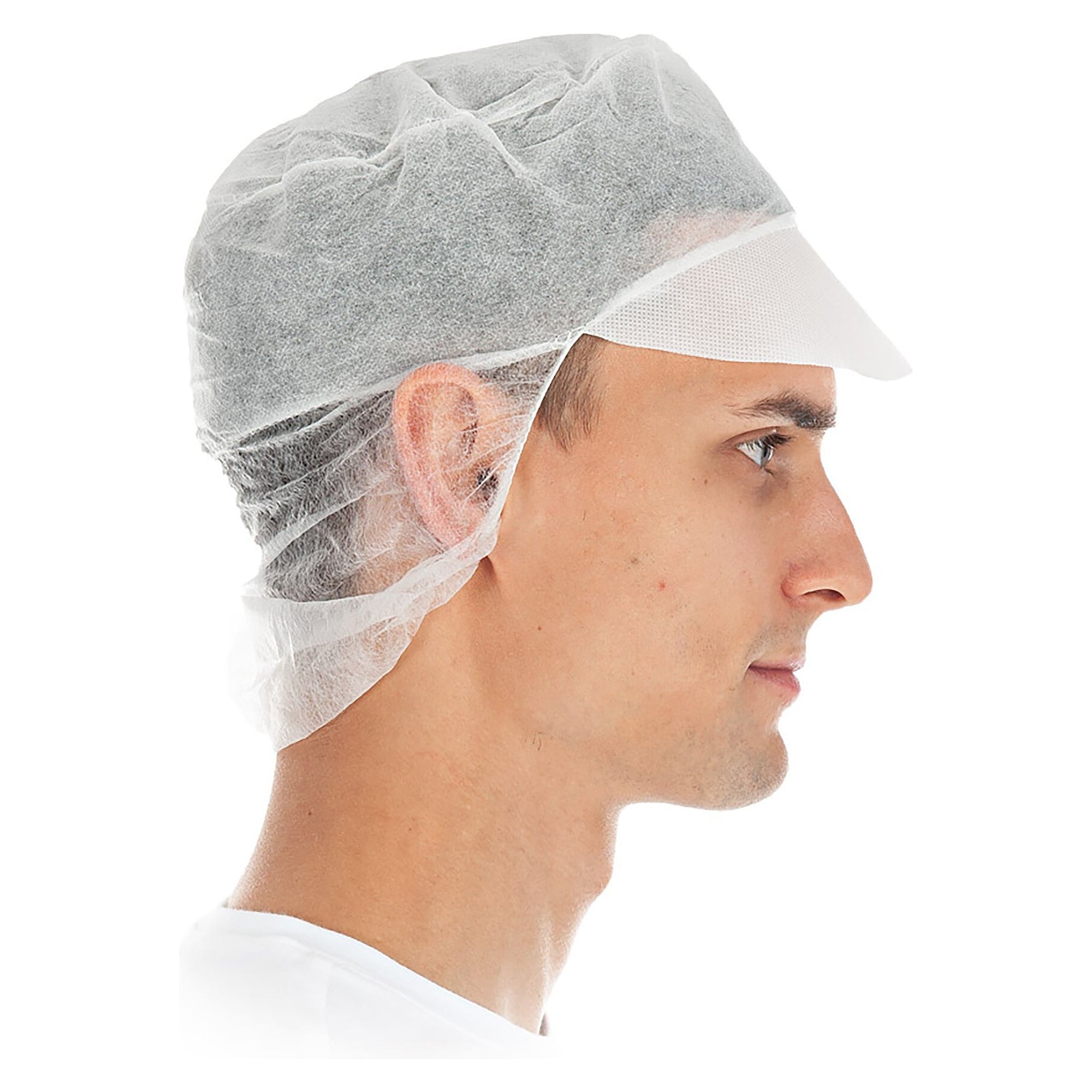 Einweg-Schildmütze Eco mit Haarschutz aus leichtem PP-Vlies, lebensmittelecht, weiß, VPE 100 - Franz Mensch 128899
