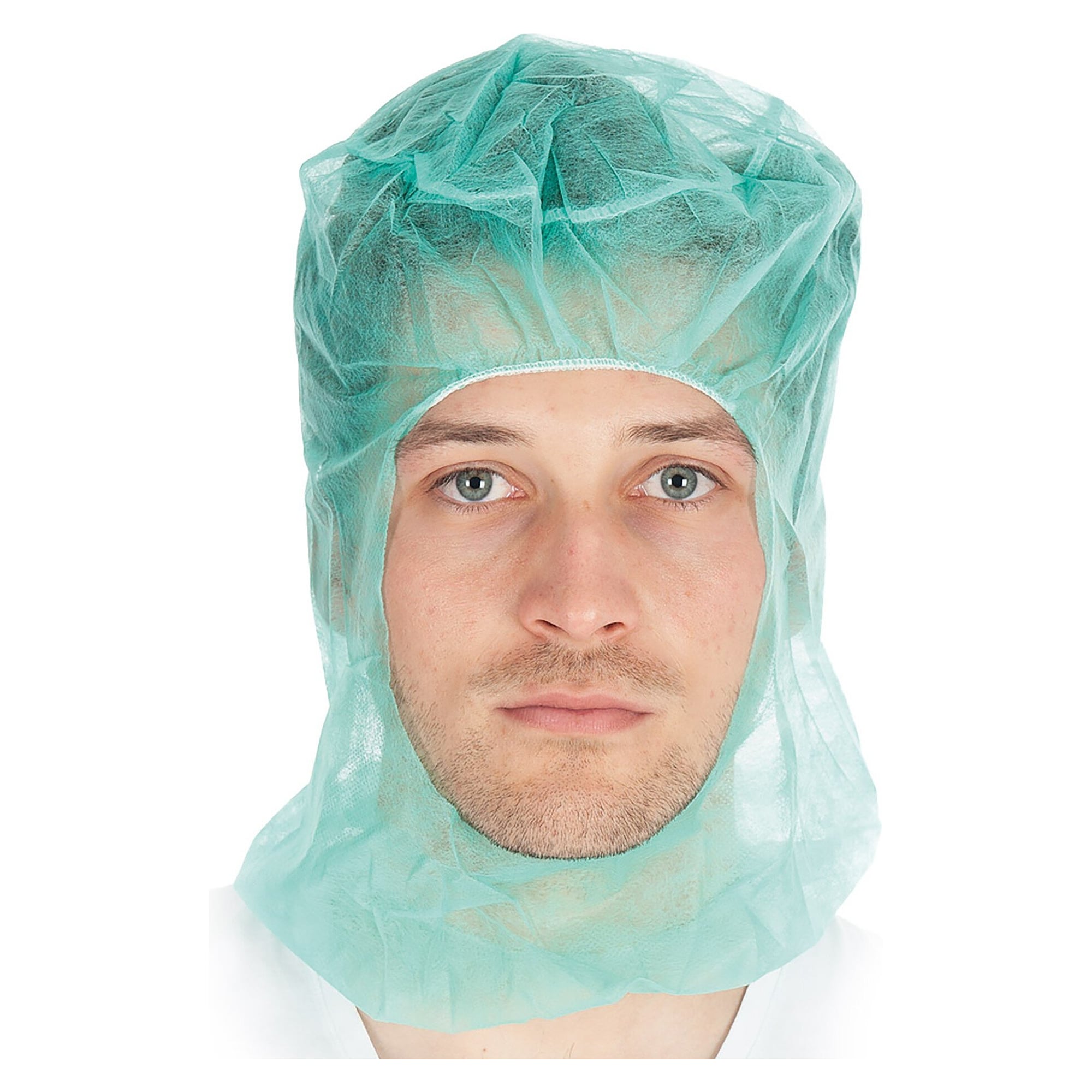 Disposable astro hood without face mask in PP non-woven, latex-free, food-safe, green, pack of 100 - Franz Mensch 13247