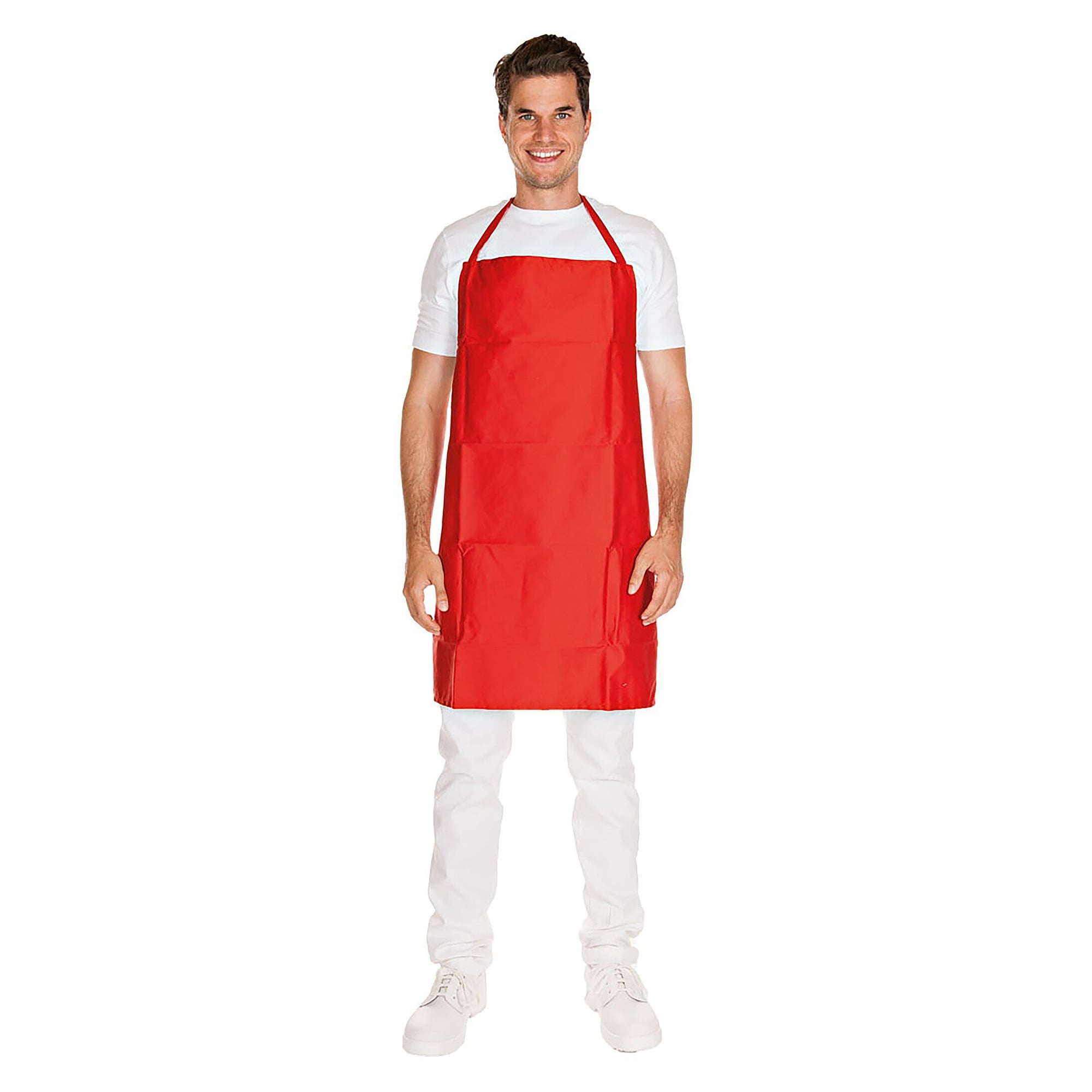Latzschürze Red Style aus Polycotton, 80 x 80 cm, rot, lange Polyesterbänder, VPE 2 Stück - Franz Mensch 20505