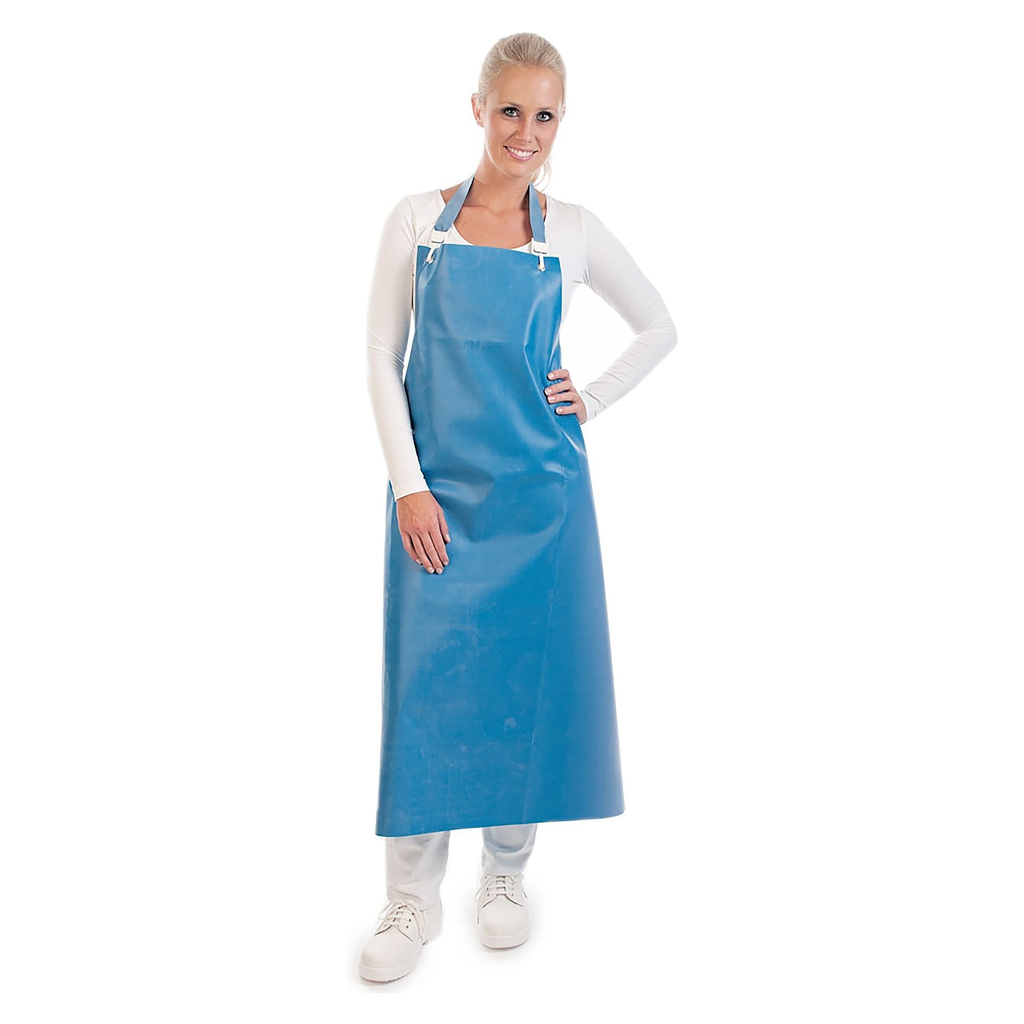 Tablier à bavette caoutchouté Hygostar Strong en nitrile, bleu, 130 x 90 cm - Franz Mensch 230476