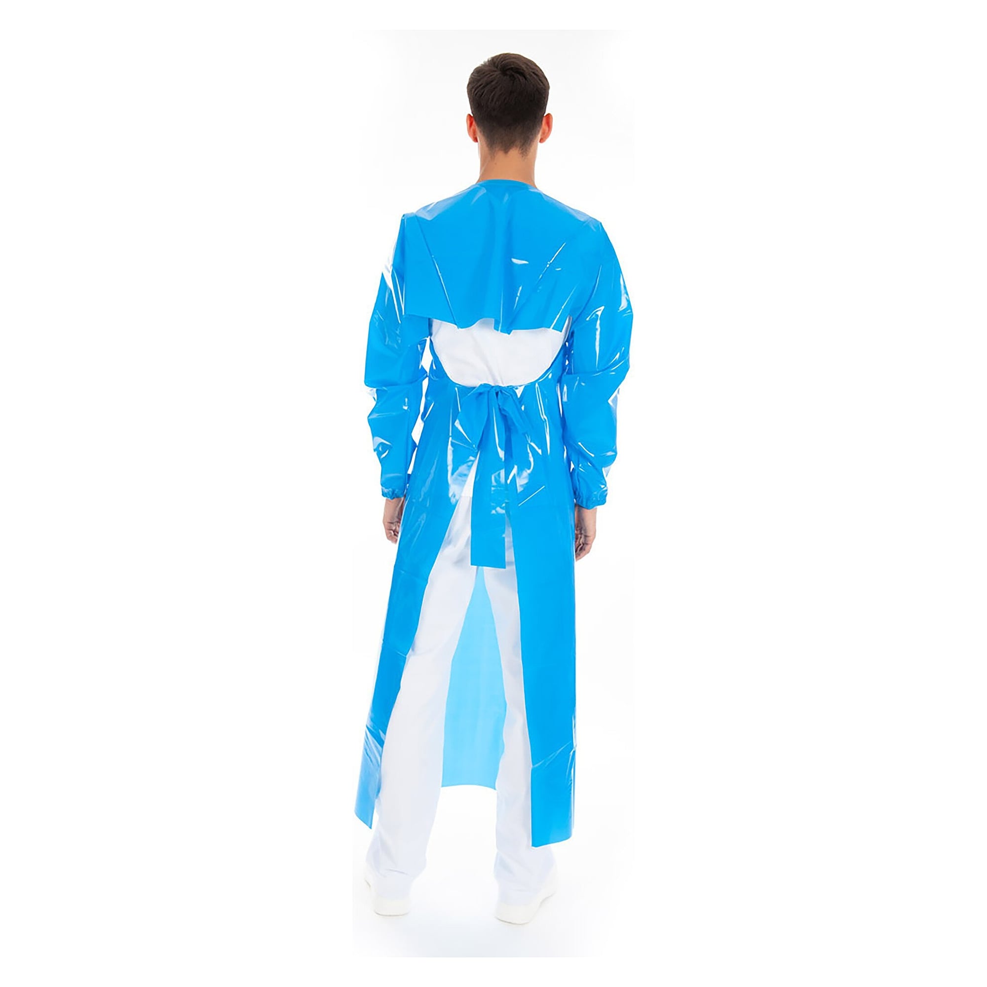 Ärmelschürze aus TPU, wasserdicht, lebensmittelecht, waschbar bis 90 °C, 90 x 140 cm, blau - Franz Mensch 237546