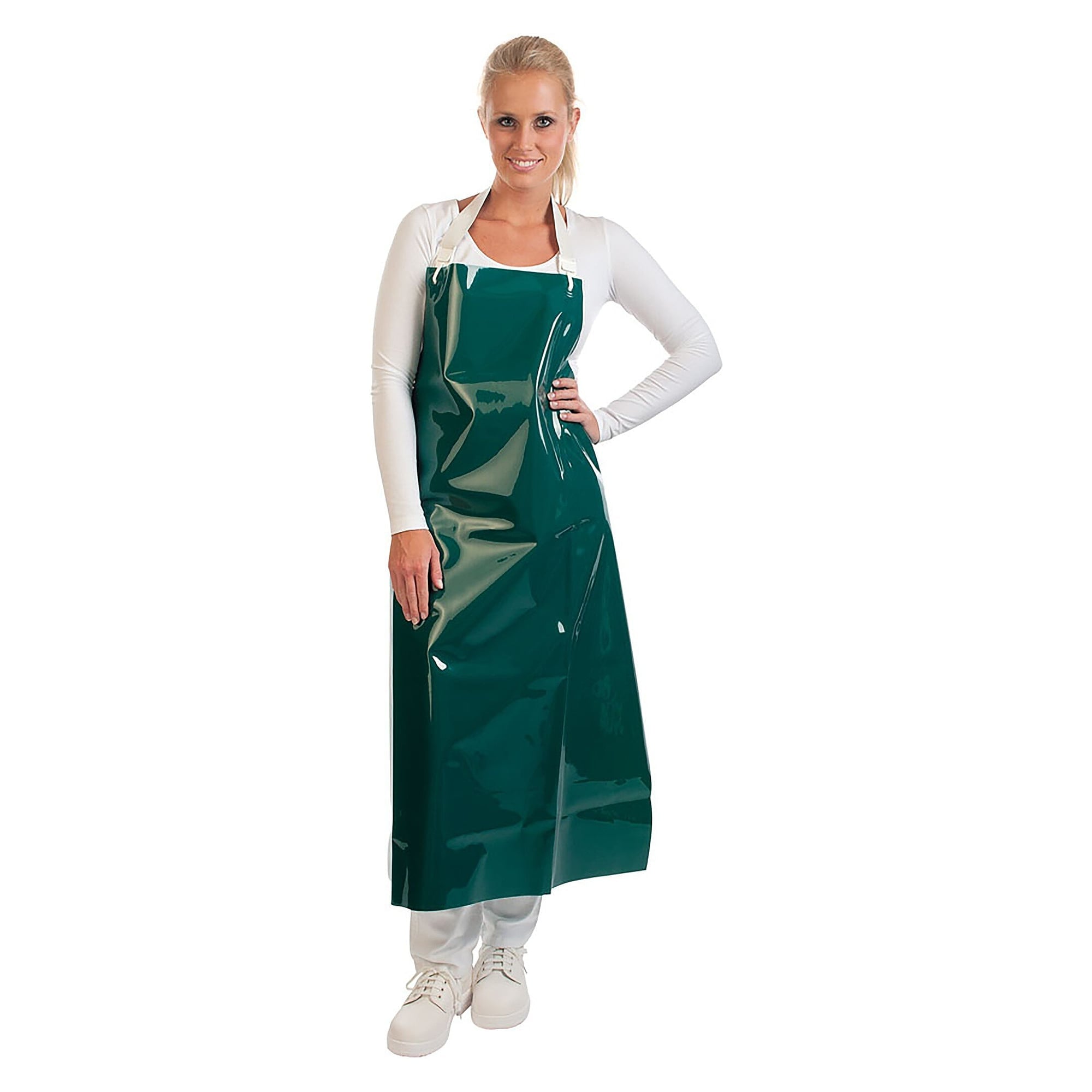 Tablier à bavette PU Hygostar sans tissu intercalaire, vert, 110 x 90 cm - Franz Mensch 23797
