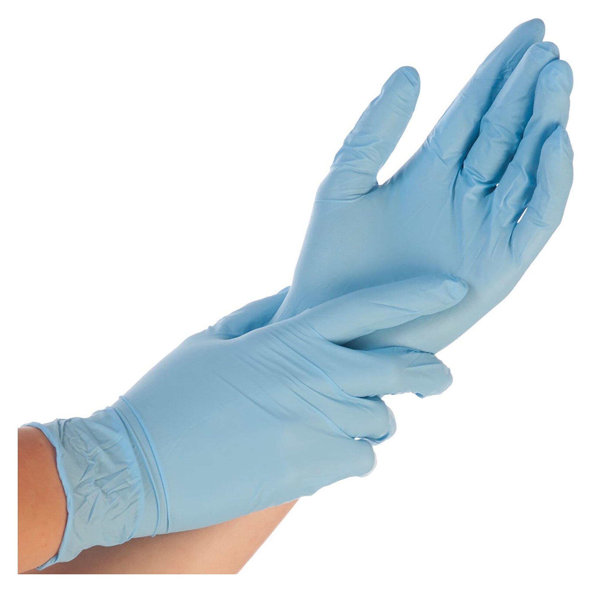 Nitril-Einweghandschuh Hygostar Control, leicht gepudert, latexfrei, blau, Größe S, Box 100 - Franz Mensch 2606