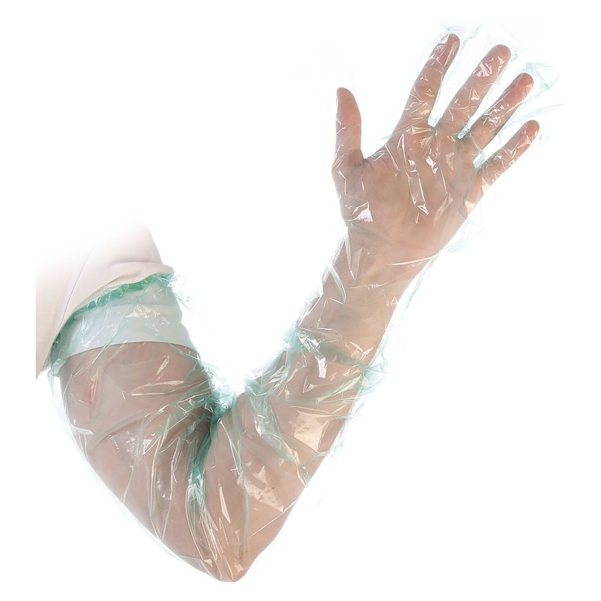 Gant de protection PEBD Hygostar Softline extra long avec élastique, 90 cm, vert, lisse - Franz Mensch 2621