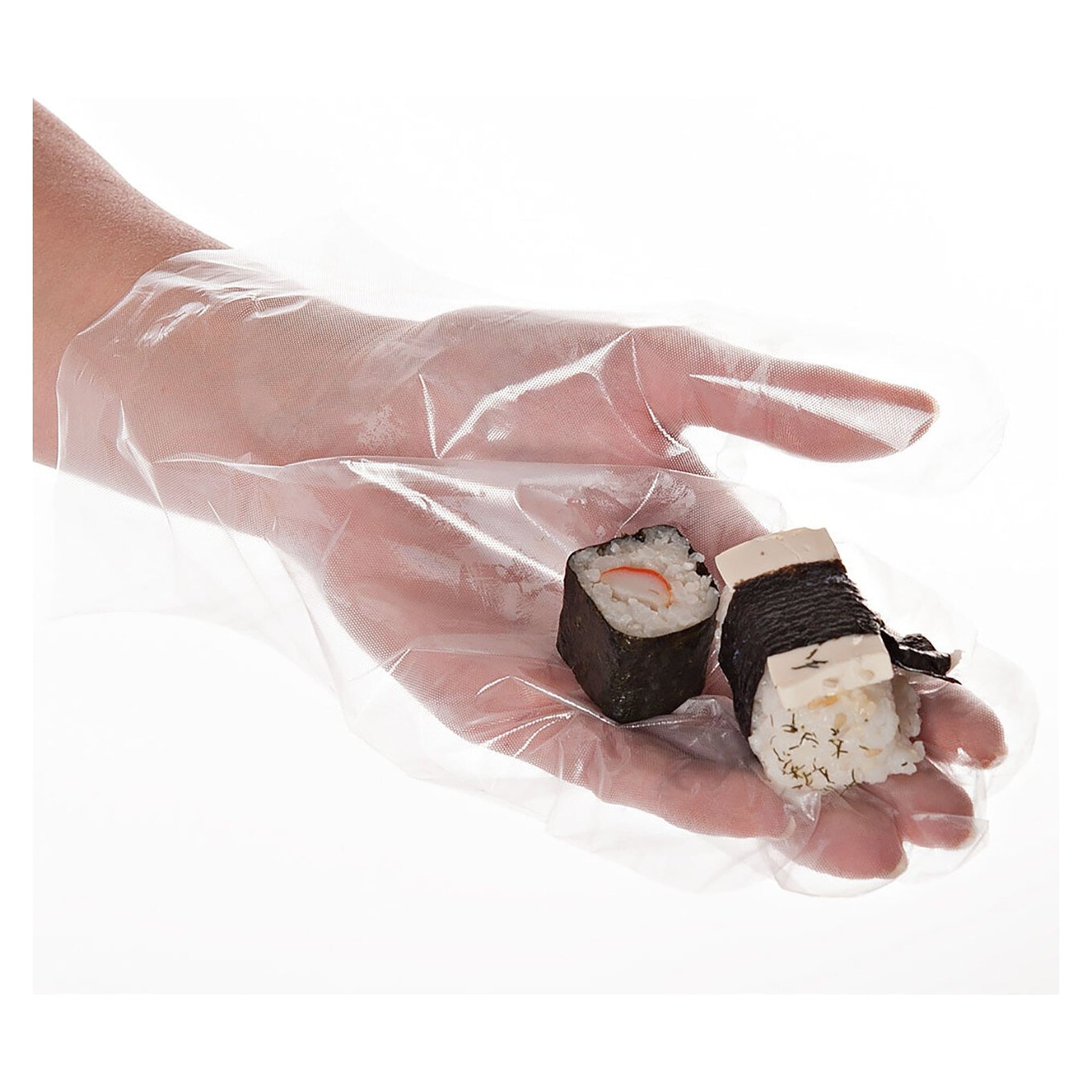 CPE-Einweghandschuh Hygostar Allfood, gehämmert, transparent, Größe L, 29 cm, 200 Stück - Franz Mensch 263112