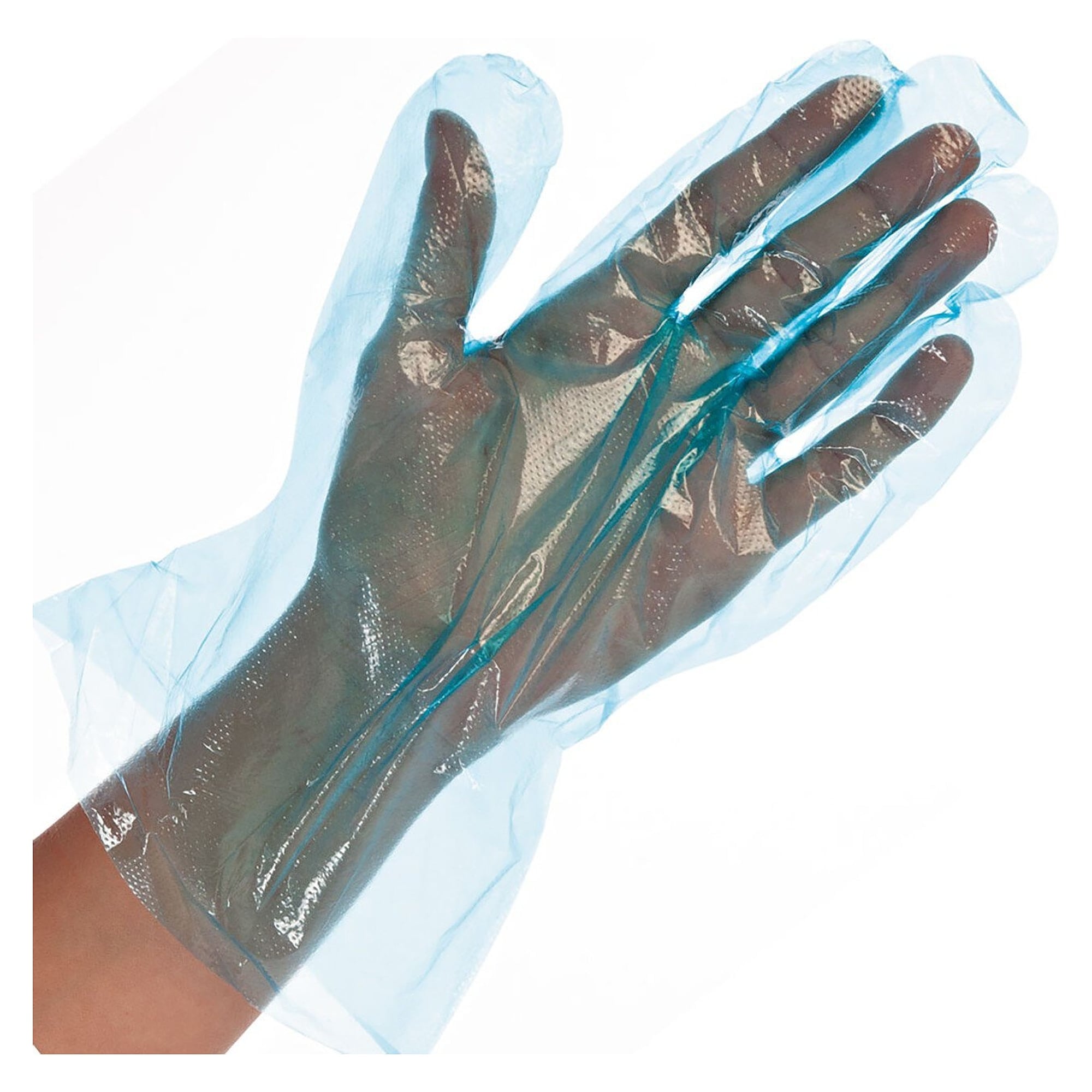LDPE-Einweghandschuh Hygostar Polyclassic Soft, gehämmert, blau, Größe L, 29 cm - Franz Mensch 26326