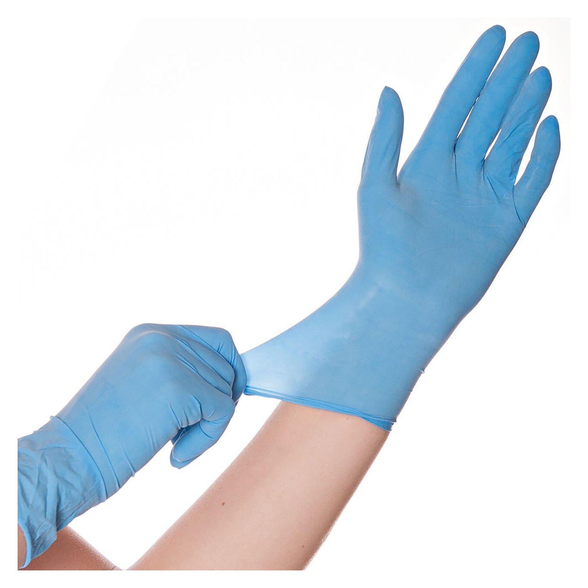 Latex-Einweghandschuh Hygostar Skin, leicht gepudert, blau, Größe M, 24 cm - Franz Mensch 26556