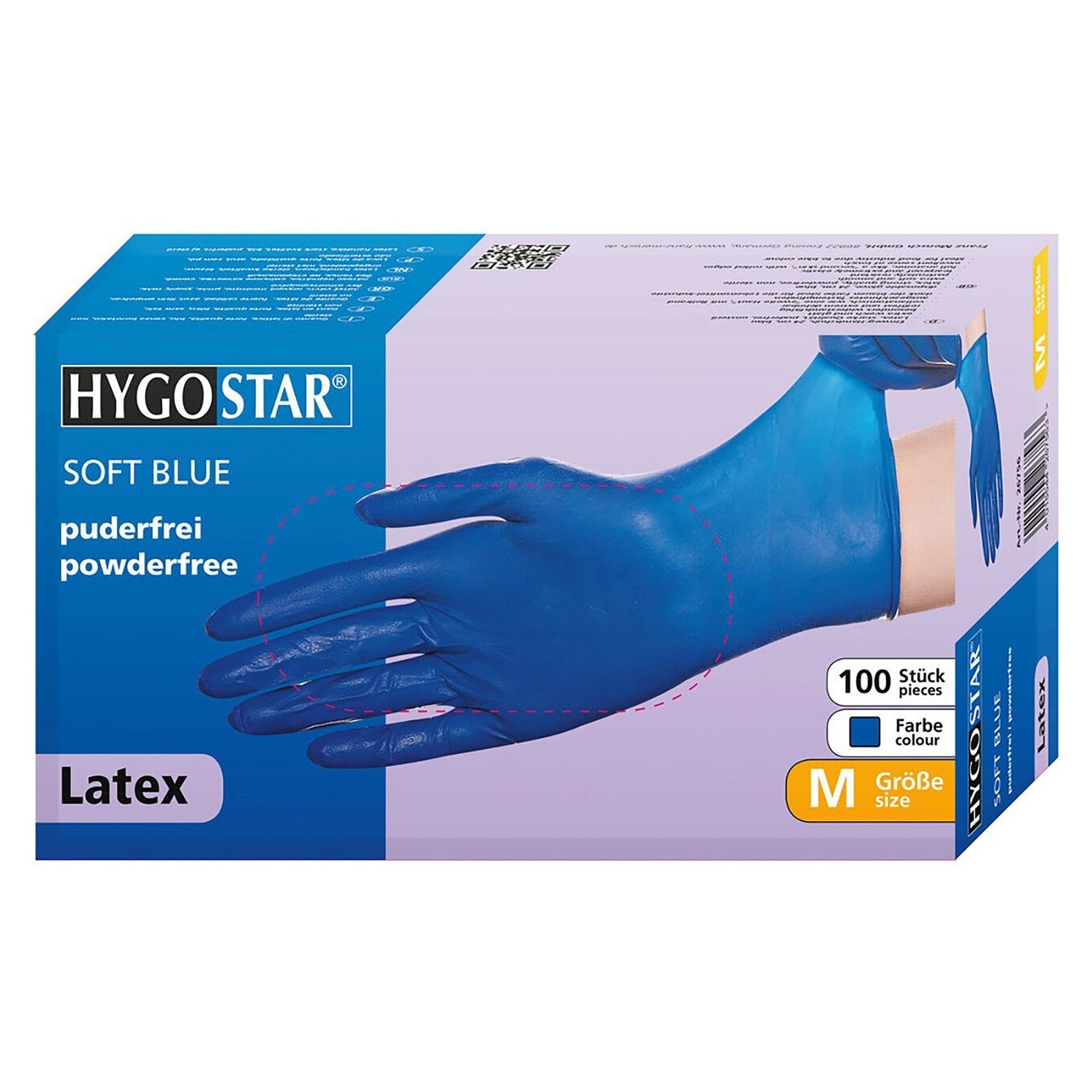Latex-Einweghandschuh Hygostar Soft Blue, extra weich, puderfrei, blau, Größe XL, 24 cm - Franz Mensch 26706