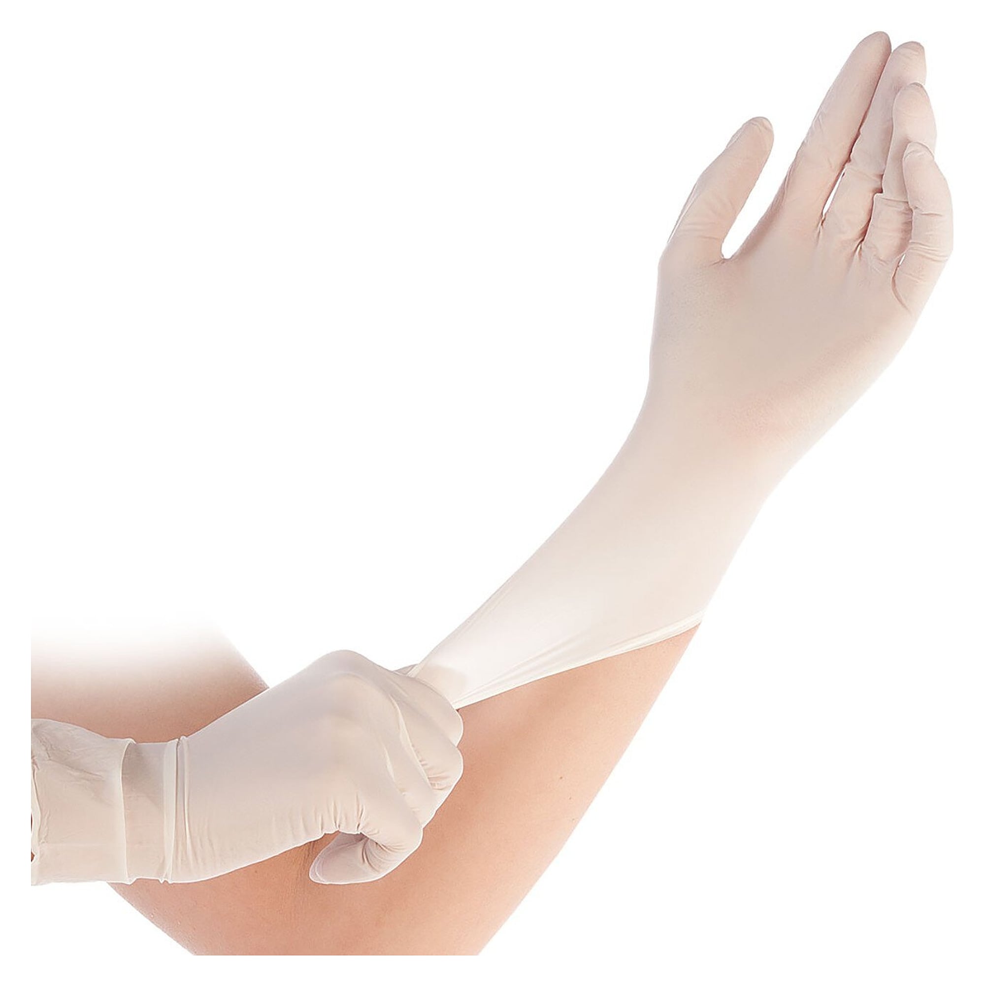 Latex-Einweghandschuh Hygostar Med Grip, proteinarm, puderfrei, weiß, Größe XL, 24 cm - Franz Mensch 2670M