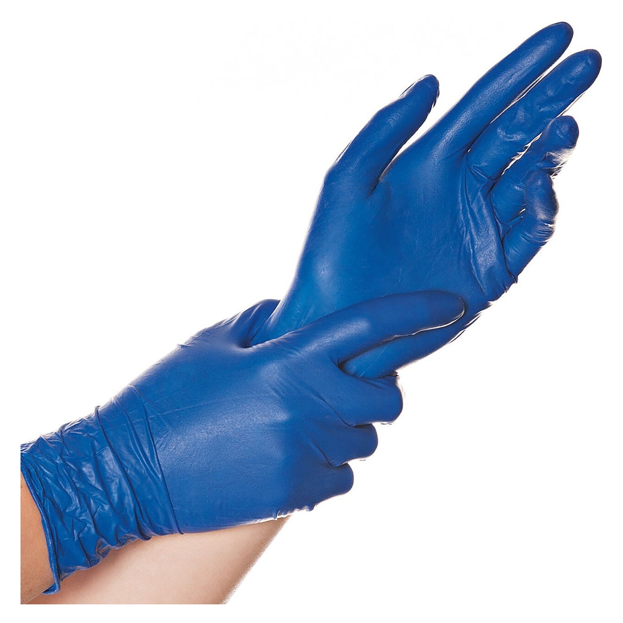 Latex-Einweghandschuh Hygostar Soft Blue, extra weich, puderfrei, blau, Größe M, 24 cm - Franz Mensch 26756