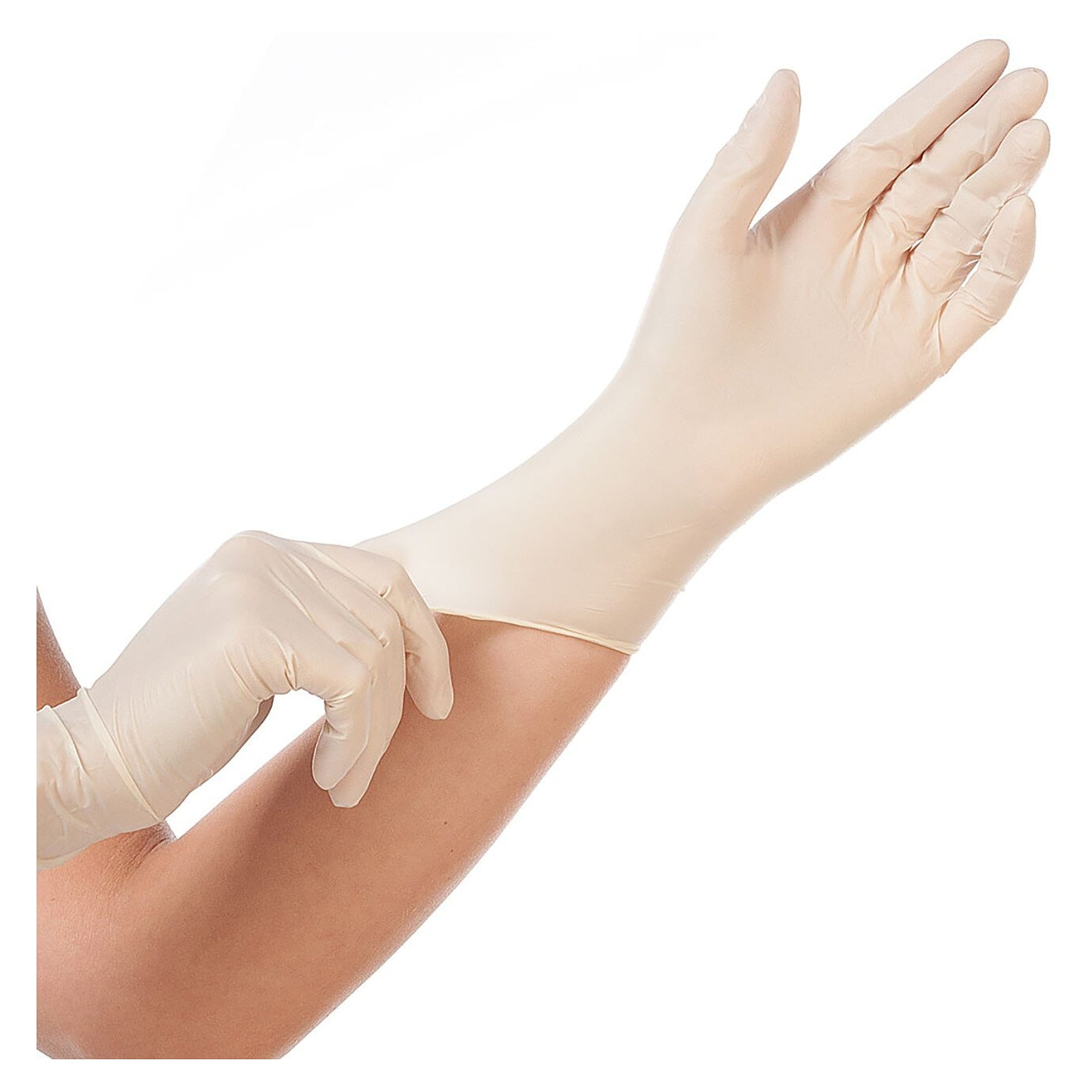 Latex-Einweghandschuh Hygostar Grip, puderfrei, texturiert, weiß, Größe XS, 24 cm - Franz Mensch 2677