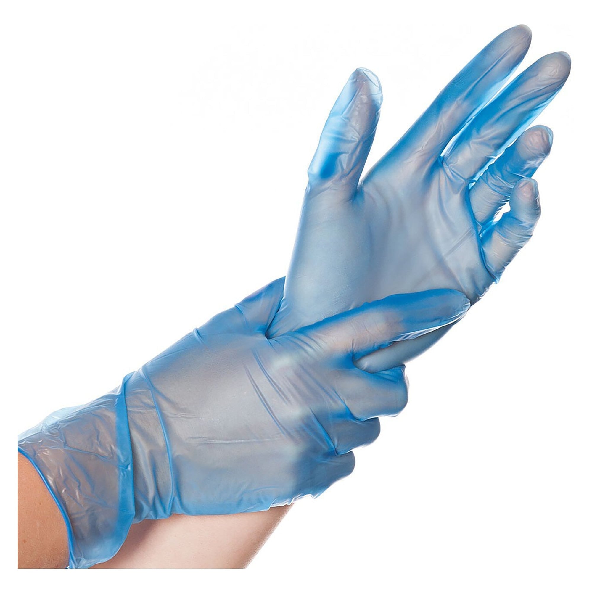 Vinyl-Einweghandschuh Hygostar Ideal, puderfrei, latexfrei, blau, Größe M, 24 cm - Franz Mensch 26856