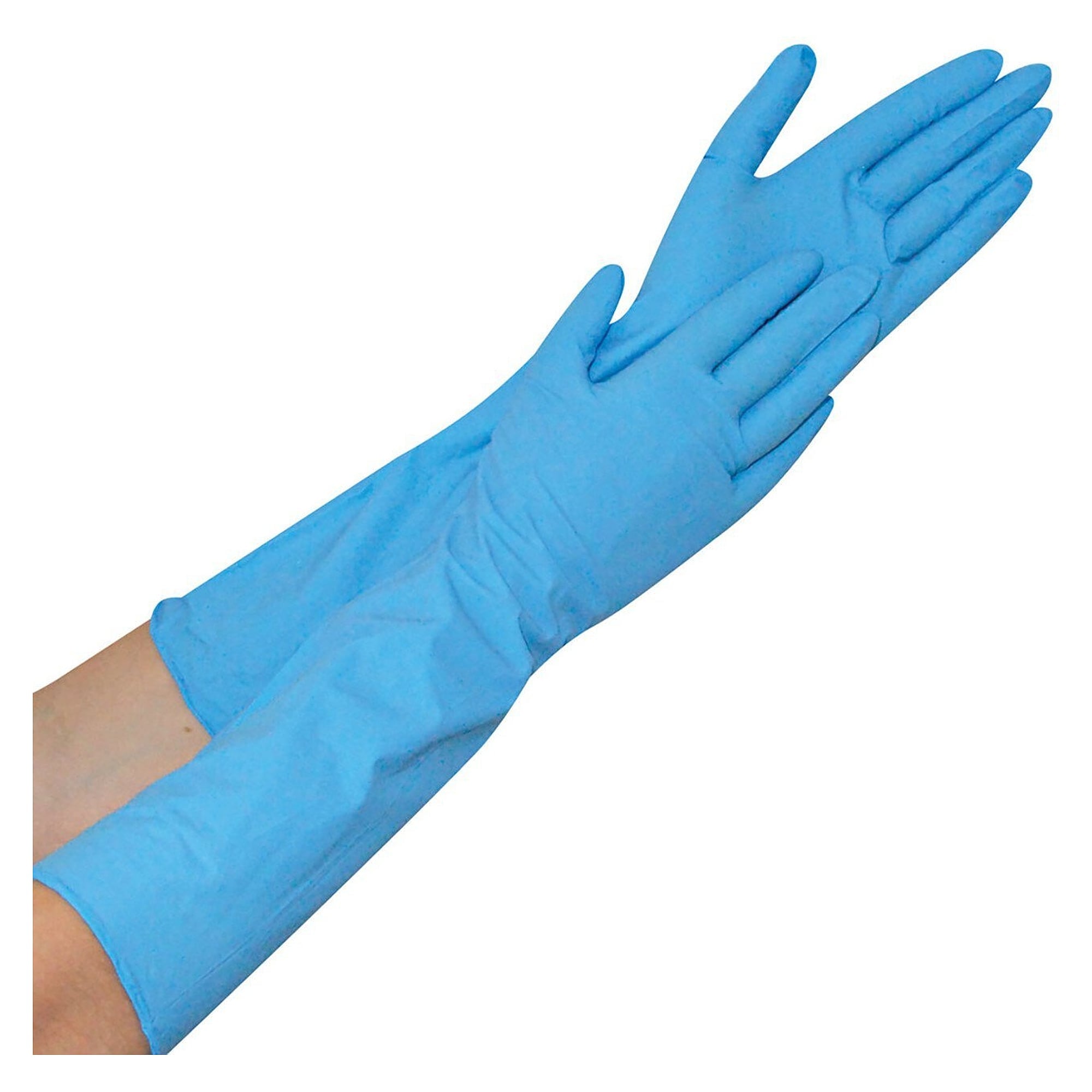 Nitril-Einweghandschuh Hygostar Extra Safe Superlong, 40 cm, blau, Größe XL, puderfrei - Franz Mensch 270031