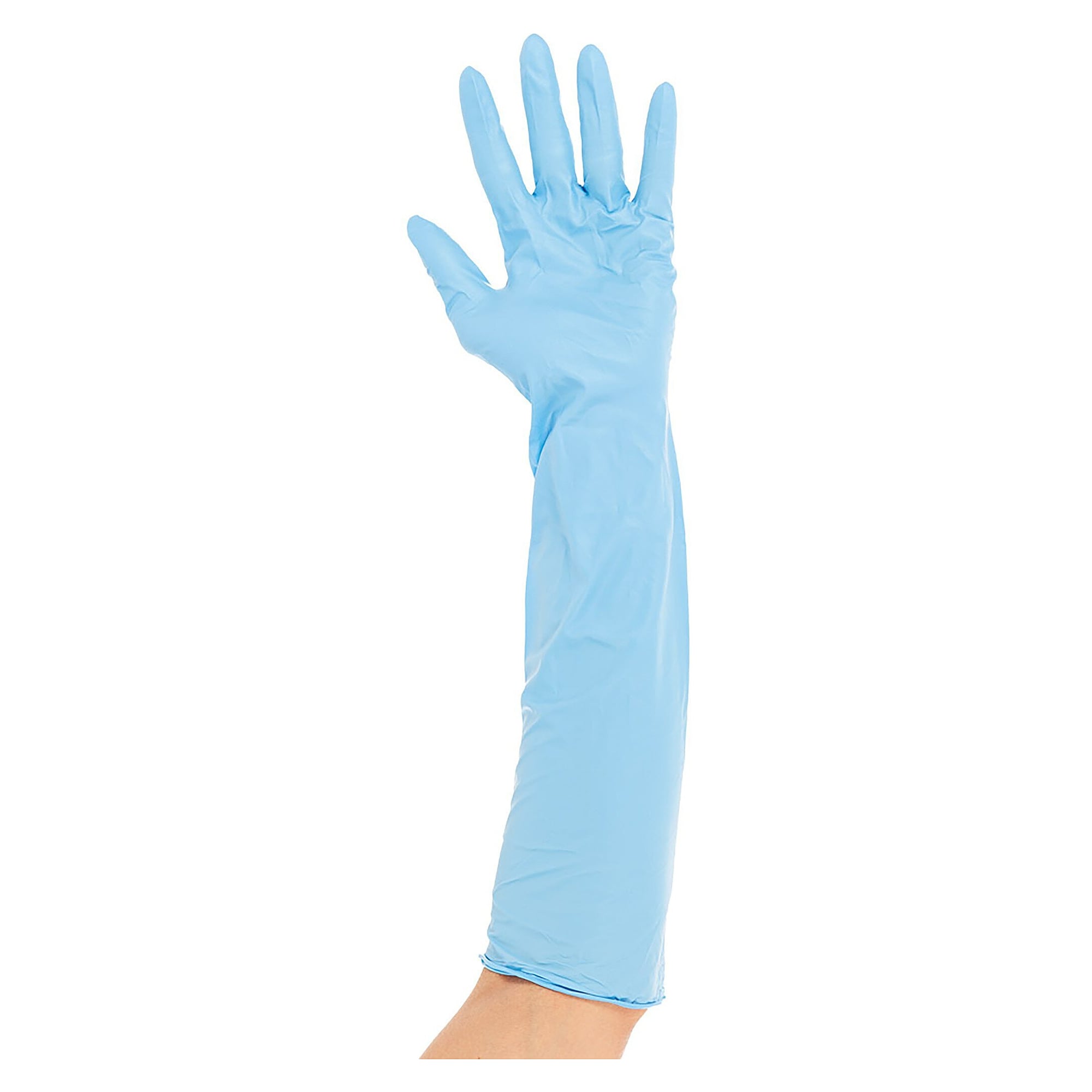 Nitril-Einweghandschuh Hygostar Extra Safe Superlong, 50 cm, puderfrei, blau, Größe XL, 50 Stück - Franz Mensch 270032