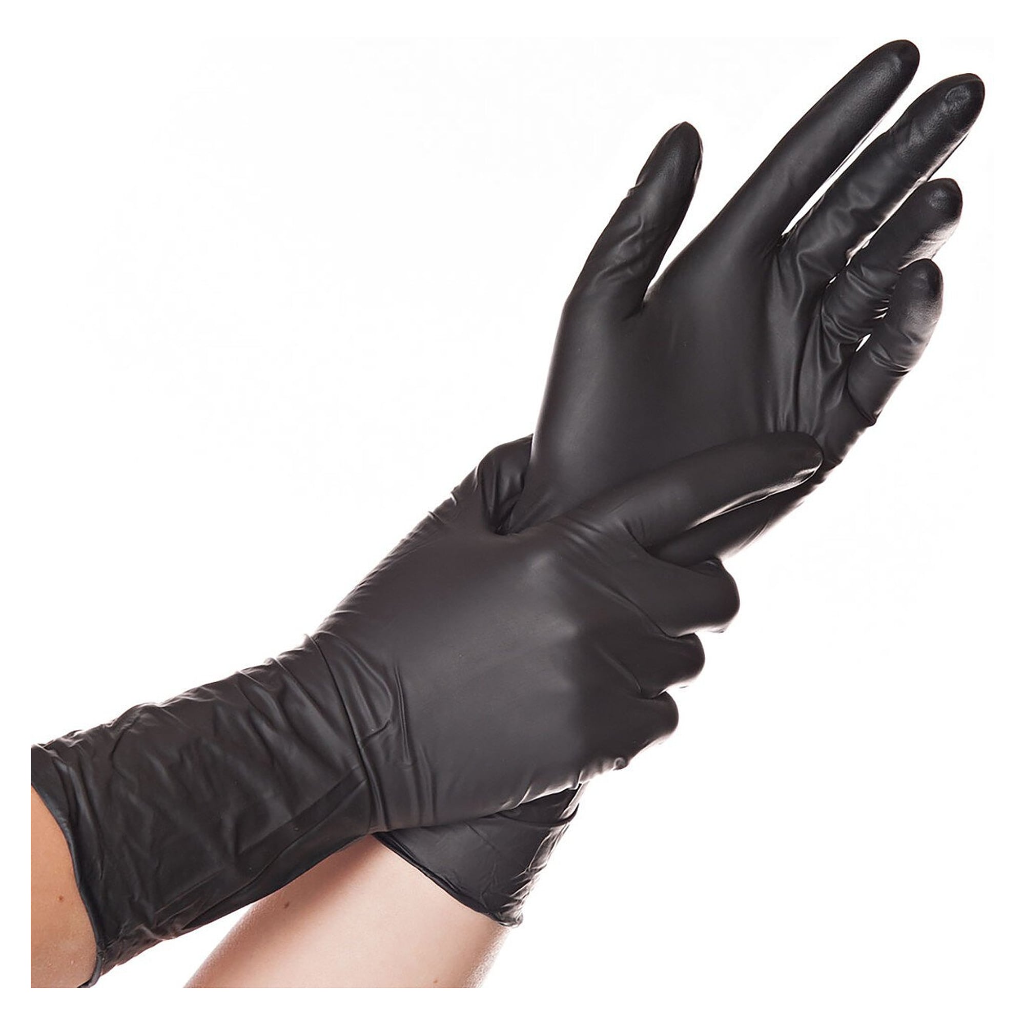 Gant jetable nitrile Hygostar Safe Long, 30 cm, non poudré, noir, taille XL, 100 pièces - Franz Mensch 270038