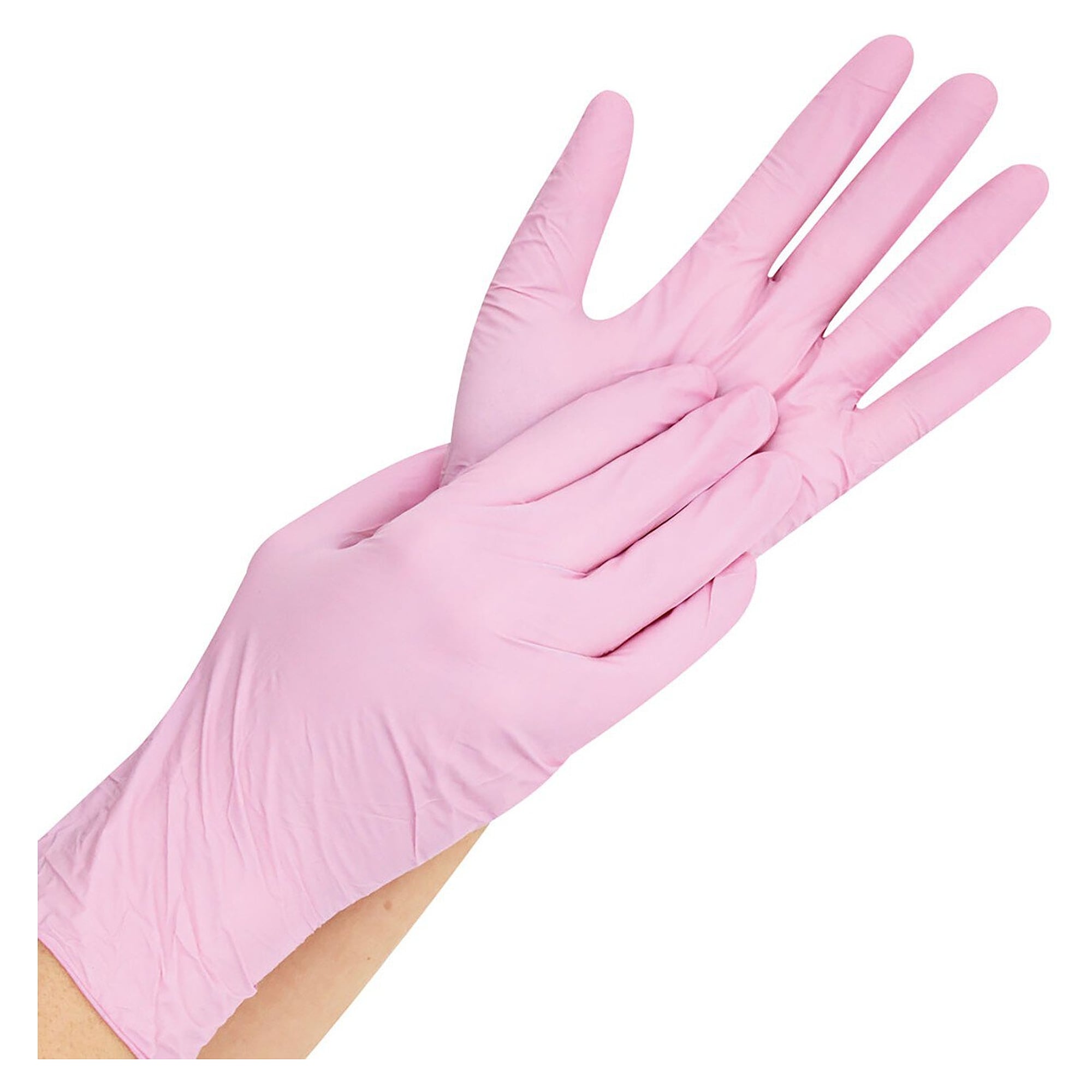 Gant jetable nitrile Hygostar Safe Light, 24 cm, non poudré, rose, taille L - Franz Mensch 27015