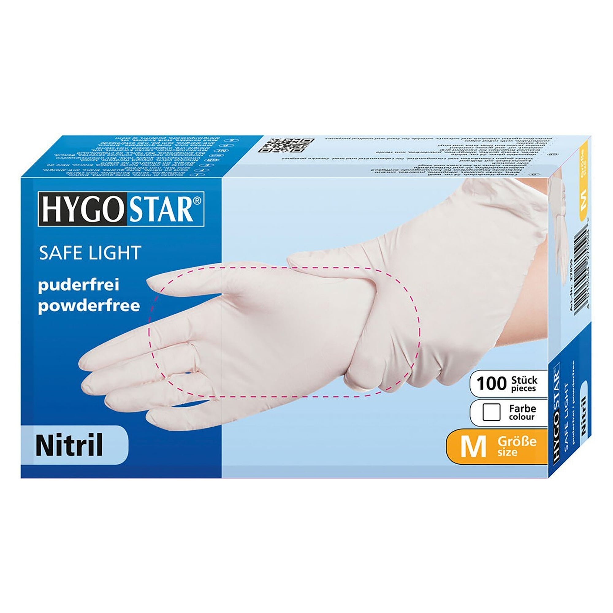 Nitril-Einweghandschuh Hygostar Safe Light, 24 cm, puderfrei, weiß, Größe XXL - Franz Mensch 27029