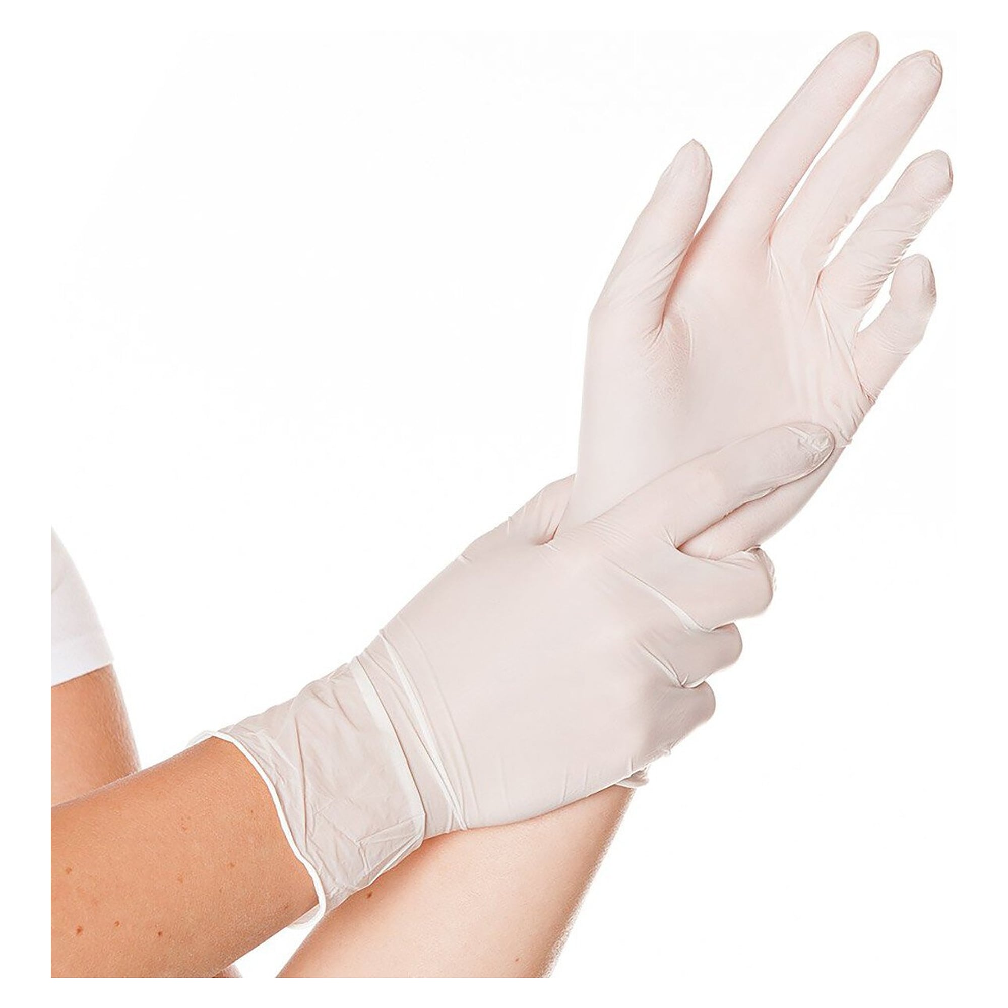 Nitril-Einweghandschuh Hygostar Safe Premium im PE-Beutel, puderfrei, weiß, Größe S, 100 Stück - Franz Mensch 27060B