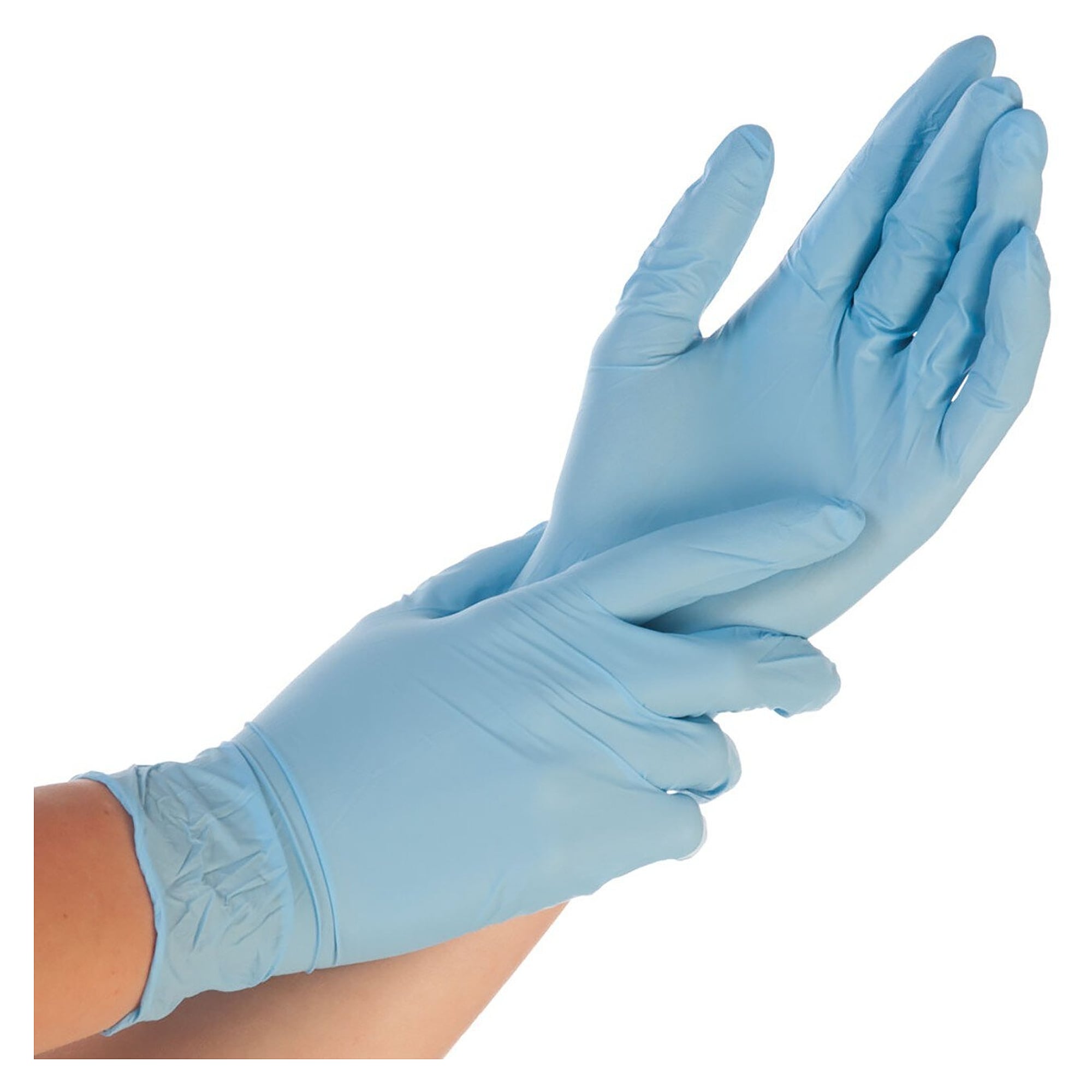 Gant jetable nitrile Hygostar Extra Safe, 24 cm, paroi plus épaisse, non poudré, bleu, taille S - Franz Mensch 27066