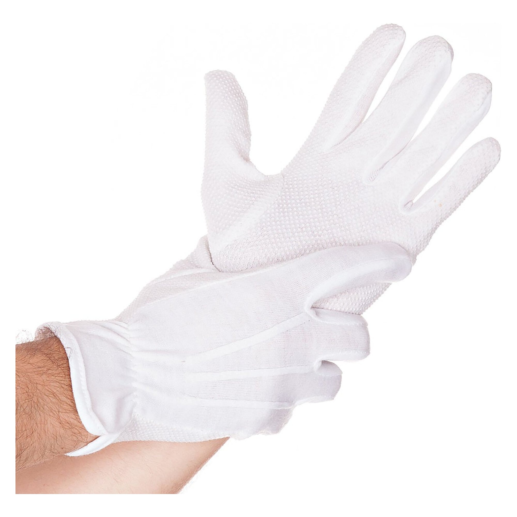 Baumwollhandschuh TRICOT GRIP mit PVC-Noppen, eingesetzter Daumen, weiß, Größe M - Franz Mensch 27155