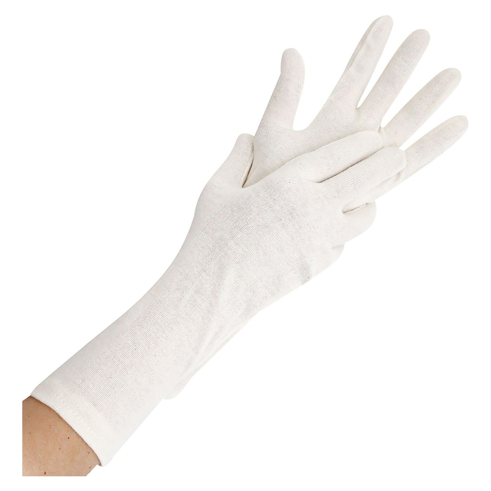 Baumwollhandschuh EXTRA STARK 35 cm, lebensmittelecht, handgearbeitet, natur, Größe L - Franz Mensch 27201