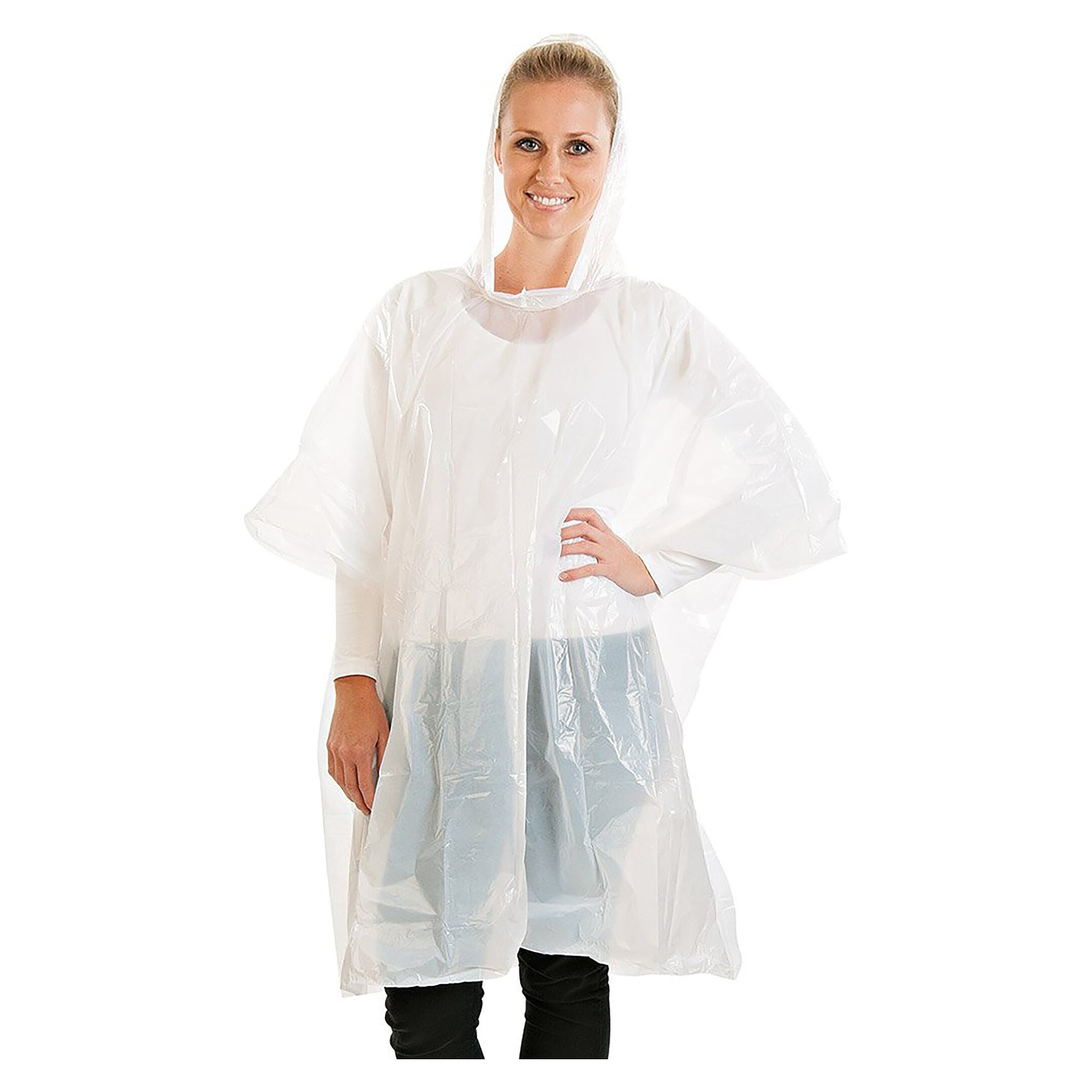 PE-Poncho für Besucher, wasserdicht, 100 cm lang, einzeln verpackt, weiß, Einheitsgröße - Franz Mensch 273340