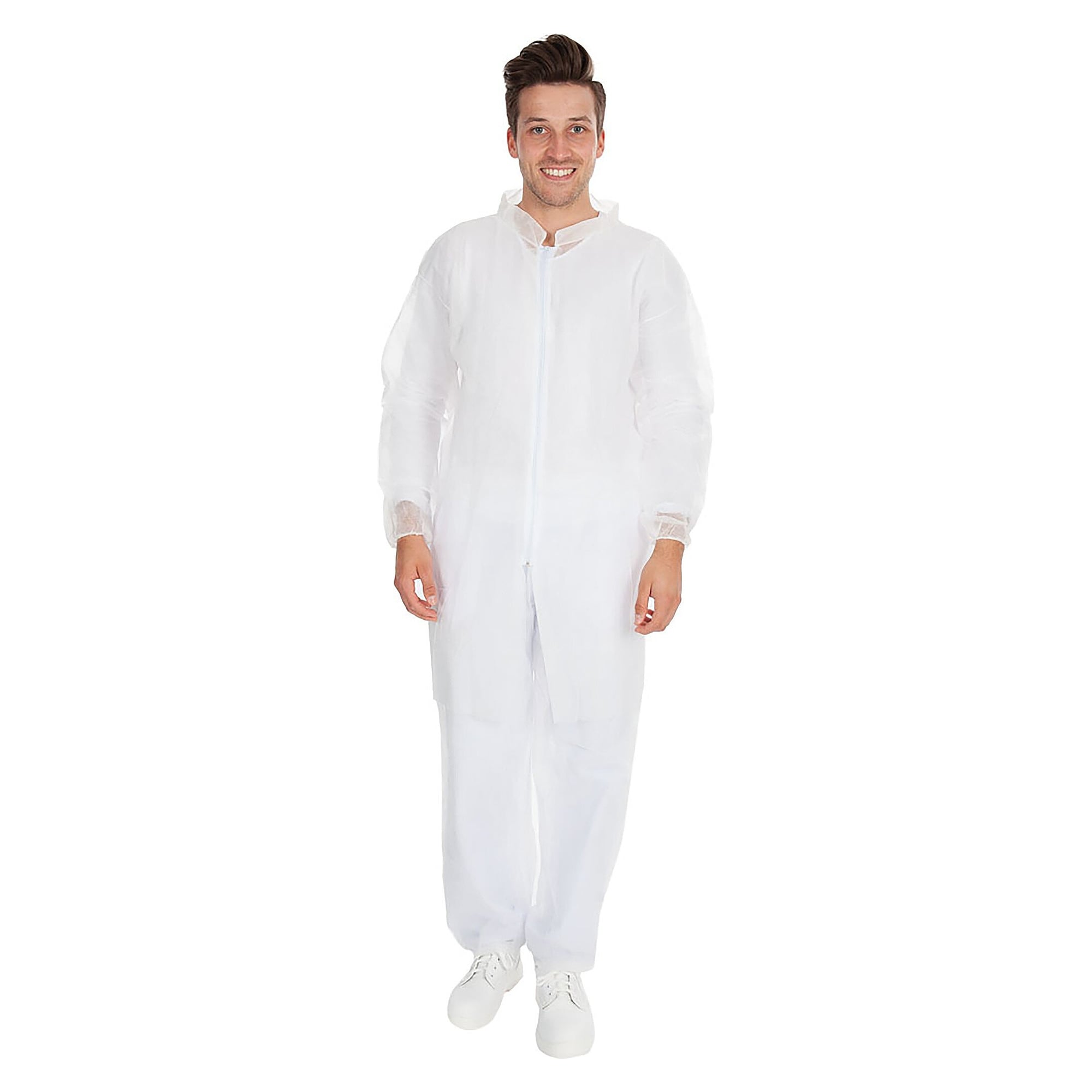 Einweg-Hose ECO aus PP-Vlies 30 g/m², Fußbund mit Gummizug, blickdicht, PSA Kat. 1, weiß, Größe 4XL - Franz Mensch 275079
