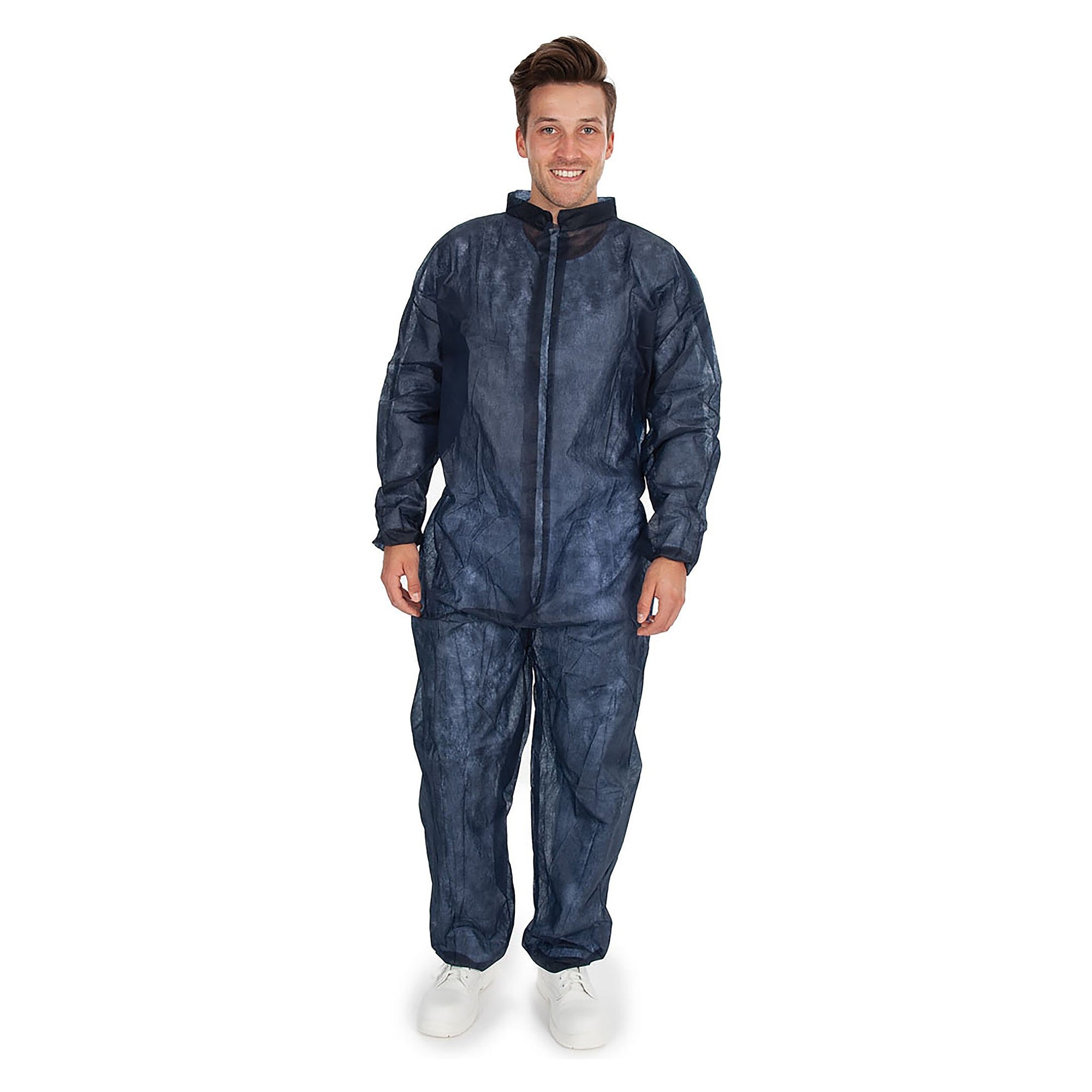 Einweg-Overall ECO aus PP-Vlies ohne Kapuze, Gummizug an Taille, Armen und Beinen, dunkelblau, Größe XXL - Franz Mensch 276016