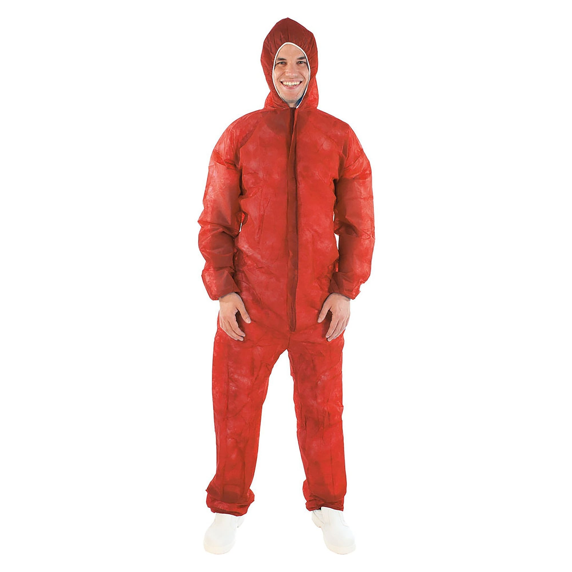 Einweg-Overall Hygonorm Light mit Kapuze, PP-Vlies ca. 25 g/m², rot, Größe L - Franz Mensch 27645