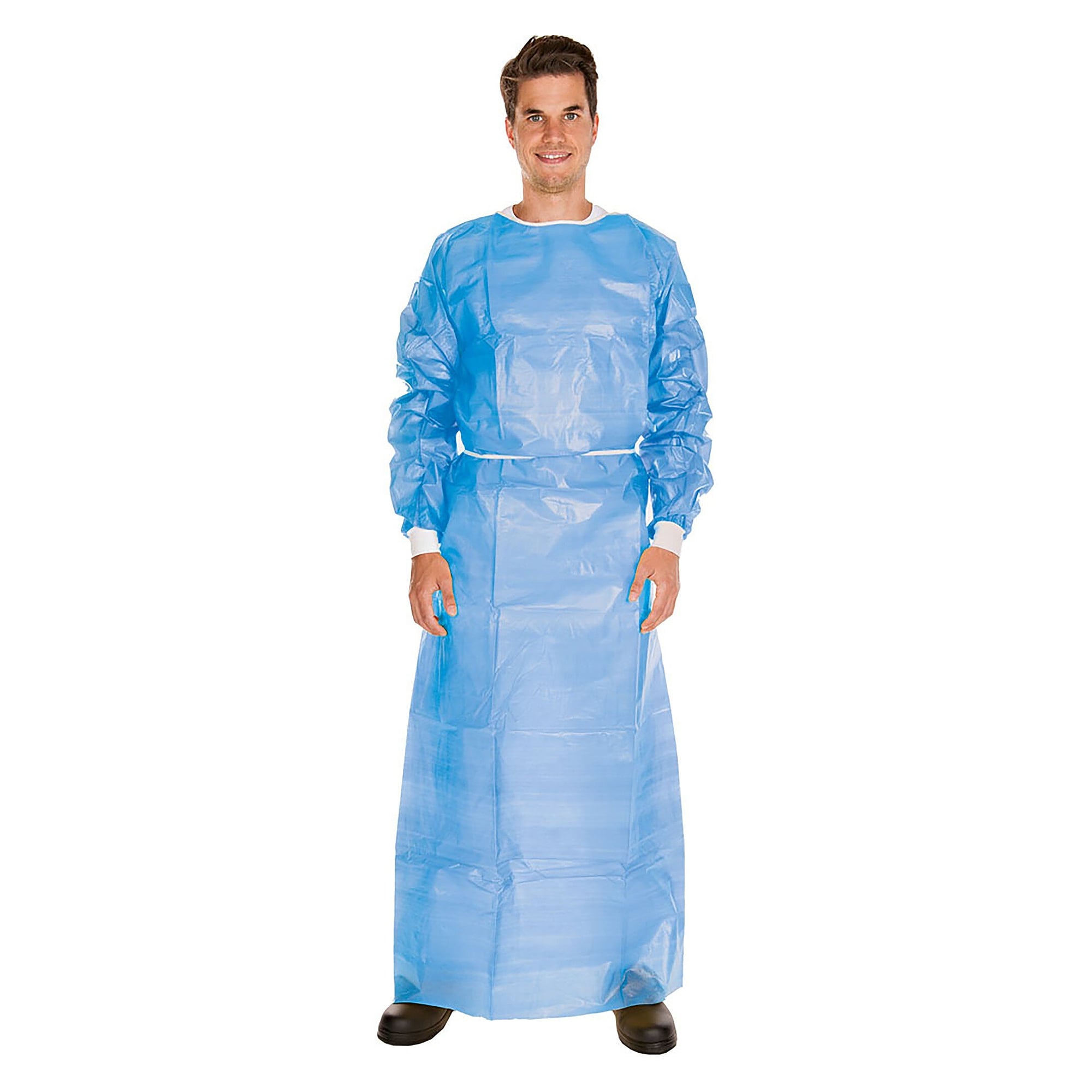 Surgical gown Hygostar High Risk, partly PE laminated, hook-and-loop, blue, 115 x 140 cm - Franz Mensch 27771