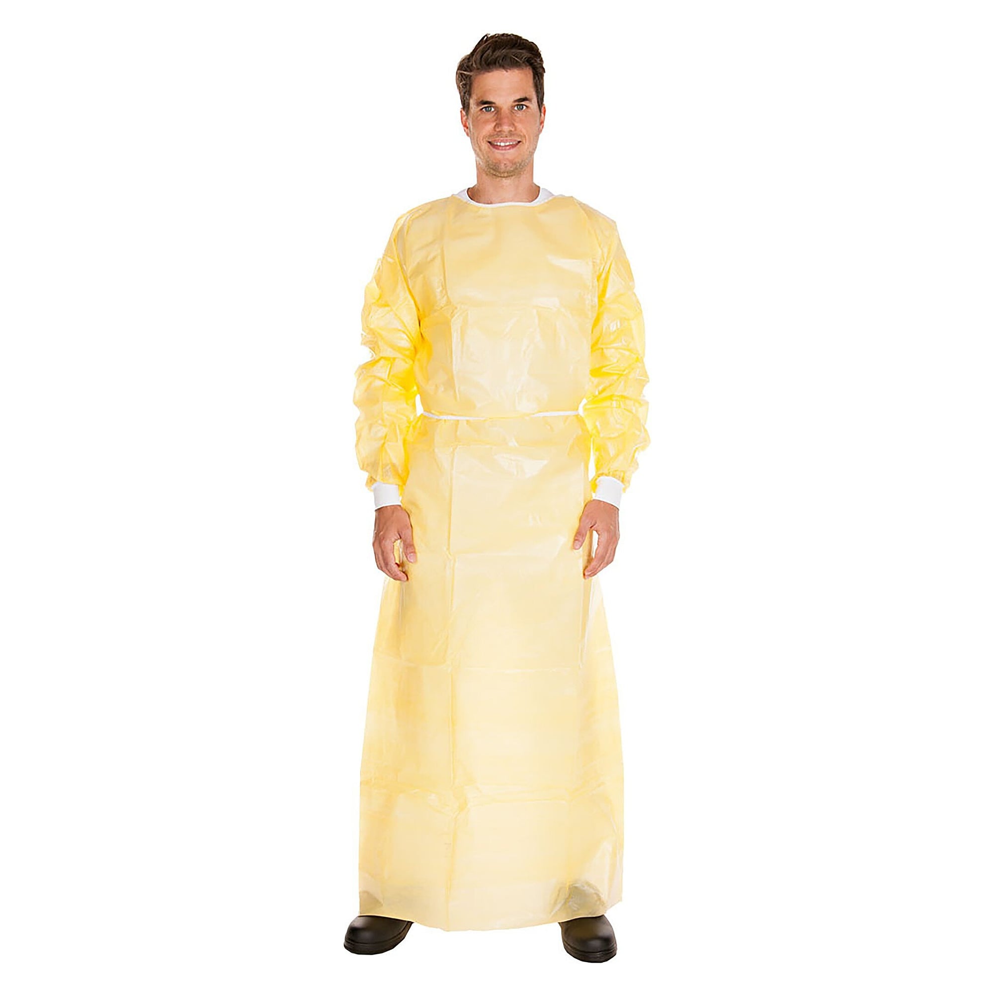 Blouse chirurgicale Hygostar, laminage PE partiel, velcro, jaune, 115 x 140 cm - Franz Mensch 27773