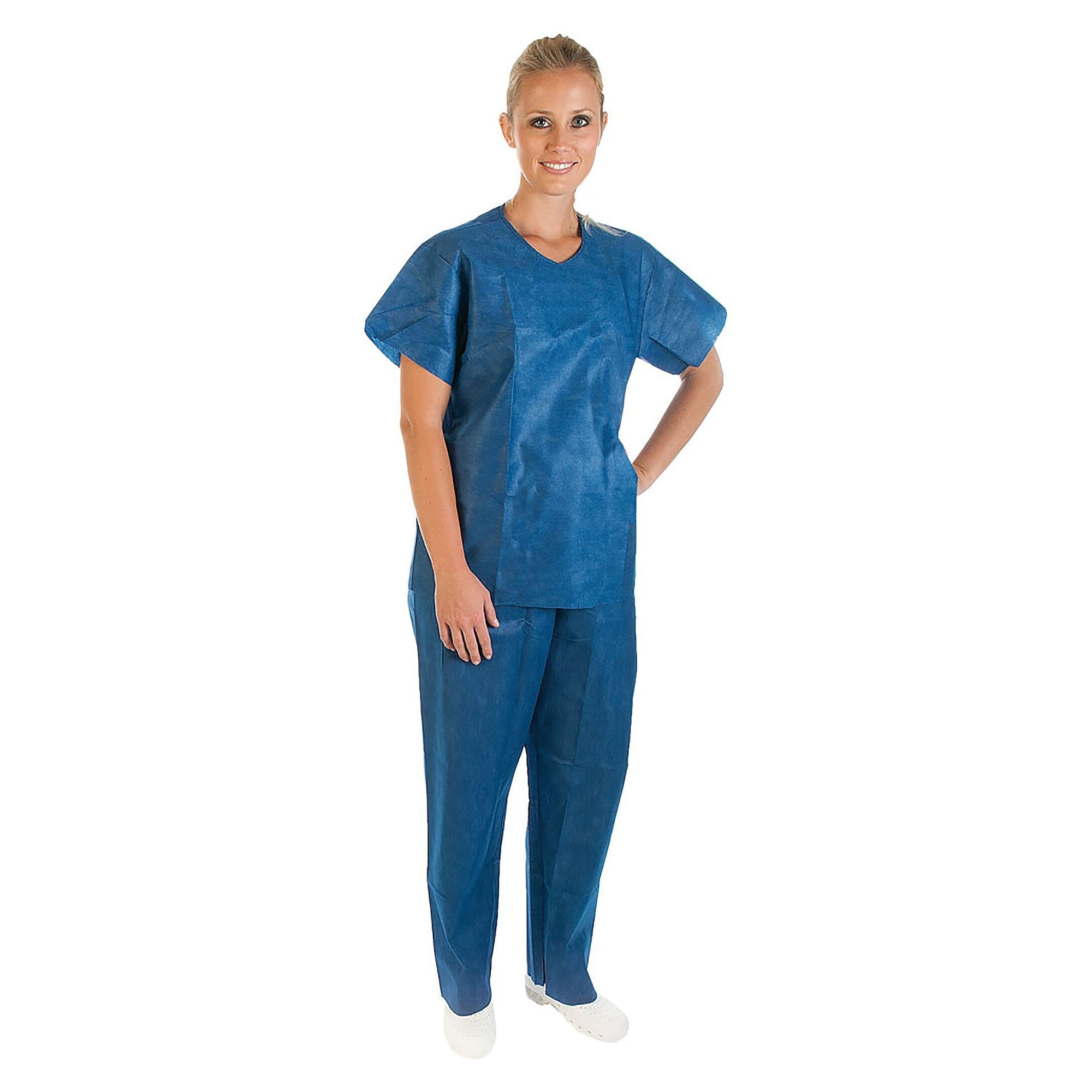 Einweg-Bereichskleidung Set aus SMS-Vlies, Shirt und Hose, Hygostar Soft, blau, Größe S - Franz Mensch 279336