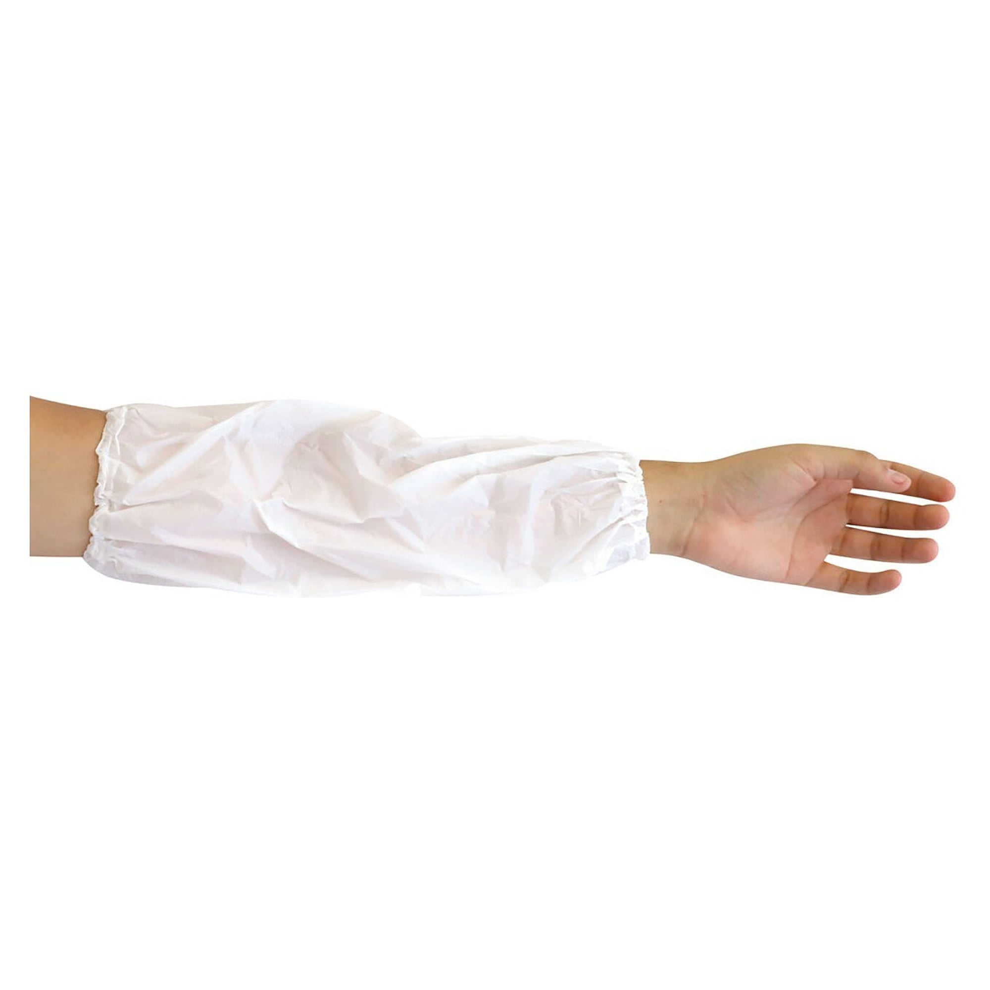 PE-Schutzärmel Hygobase Eco, maschinell gefertigt, 20 µm, 40 cm, mit Gummizug, weiß, VPE 100 - Franz Mensch 282094