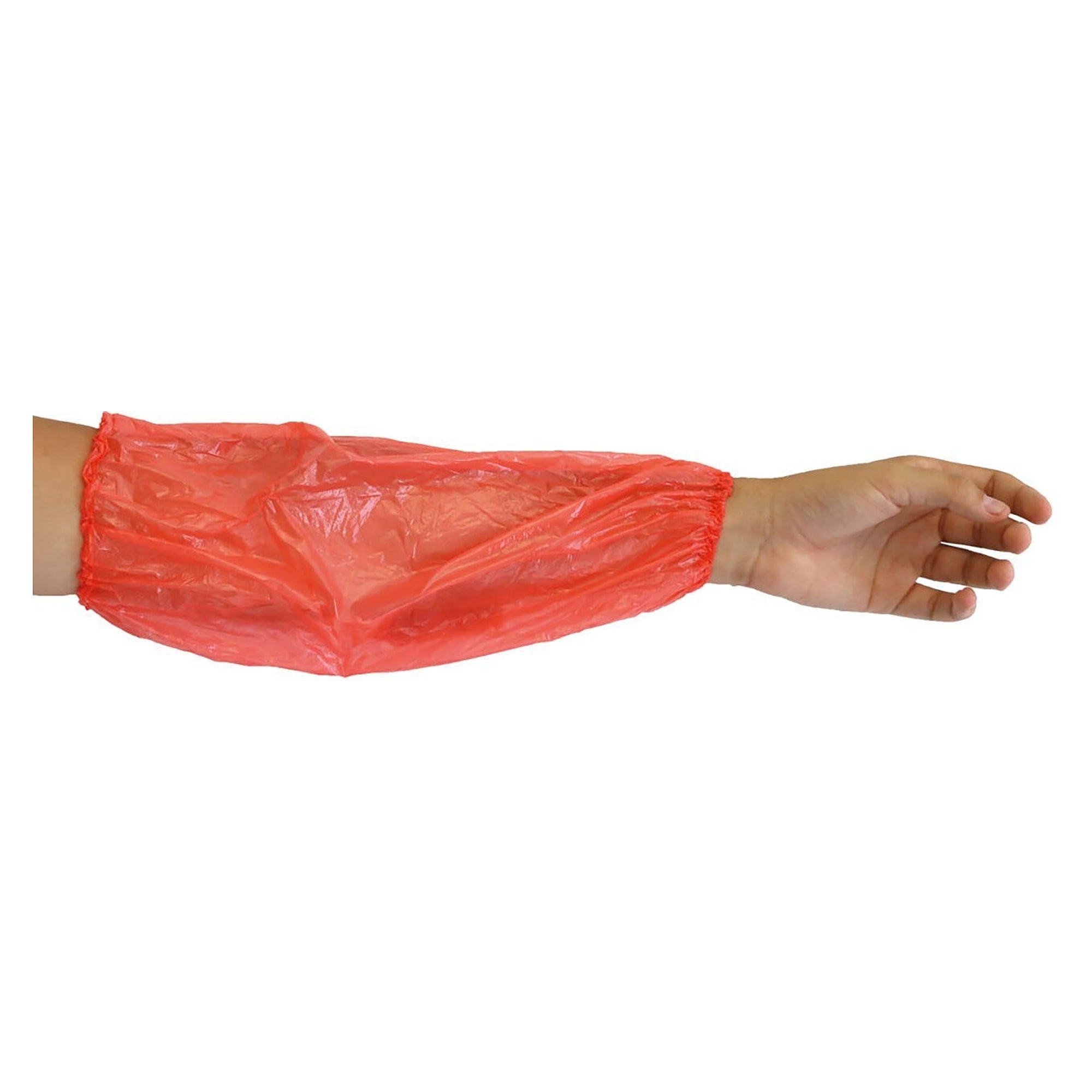 Hygonorm PE-Schutzärmel rot, 40 cm, 20 µm, handgenäht, mit Gummizug, VPE 100 Stück - Franz Mensch 28259