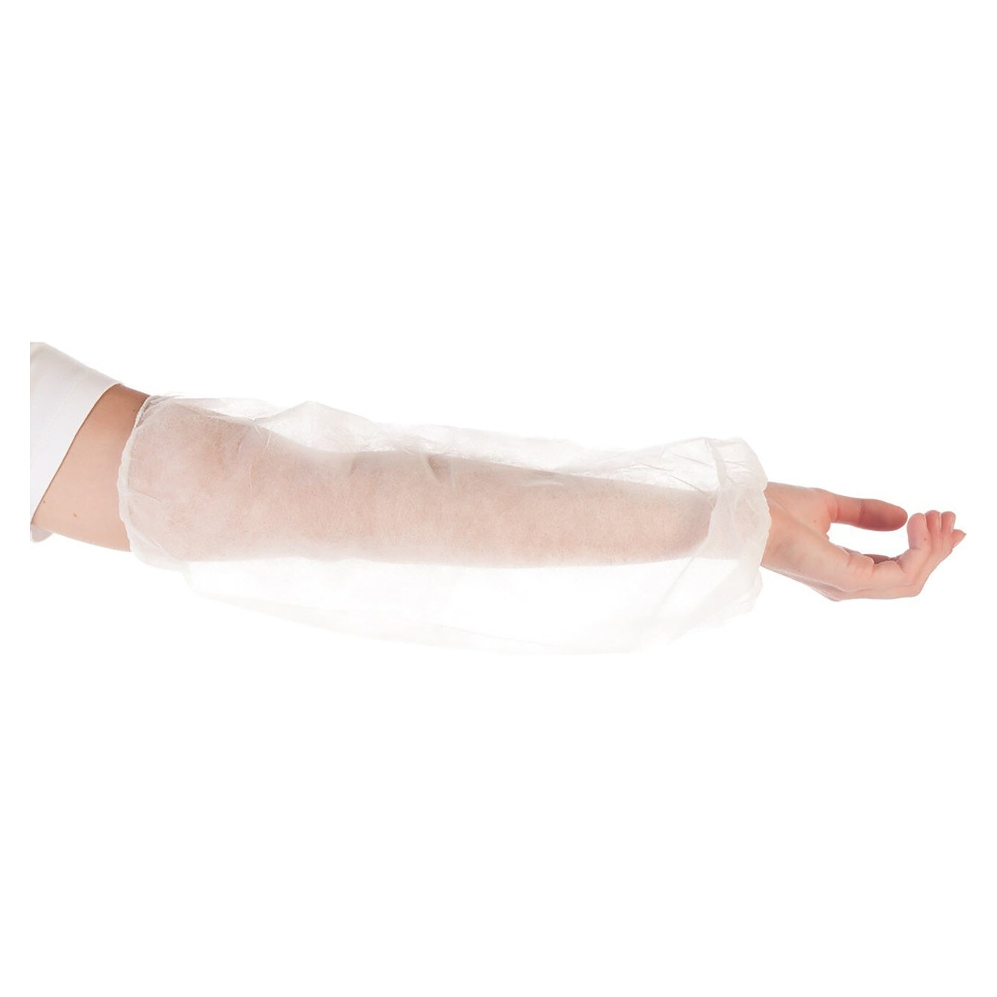 Einweg-Schutzärmel aus PP-Vlies, weiß, 25 g/m², 45 cm, lebensmittelecht, VPE 100 Stück - Franz Mensch 283099