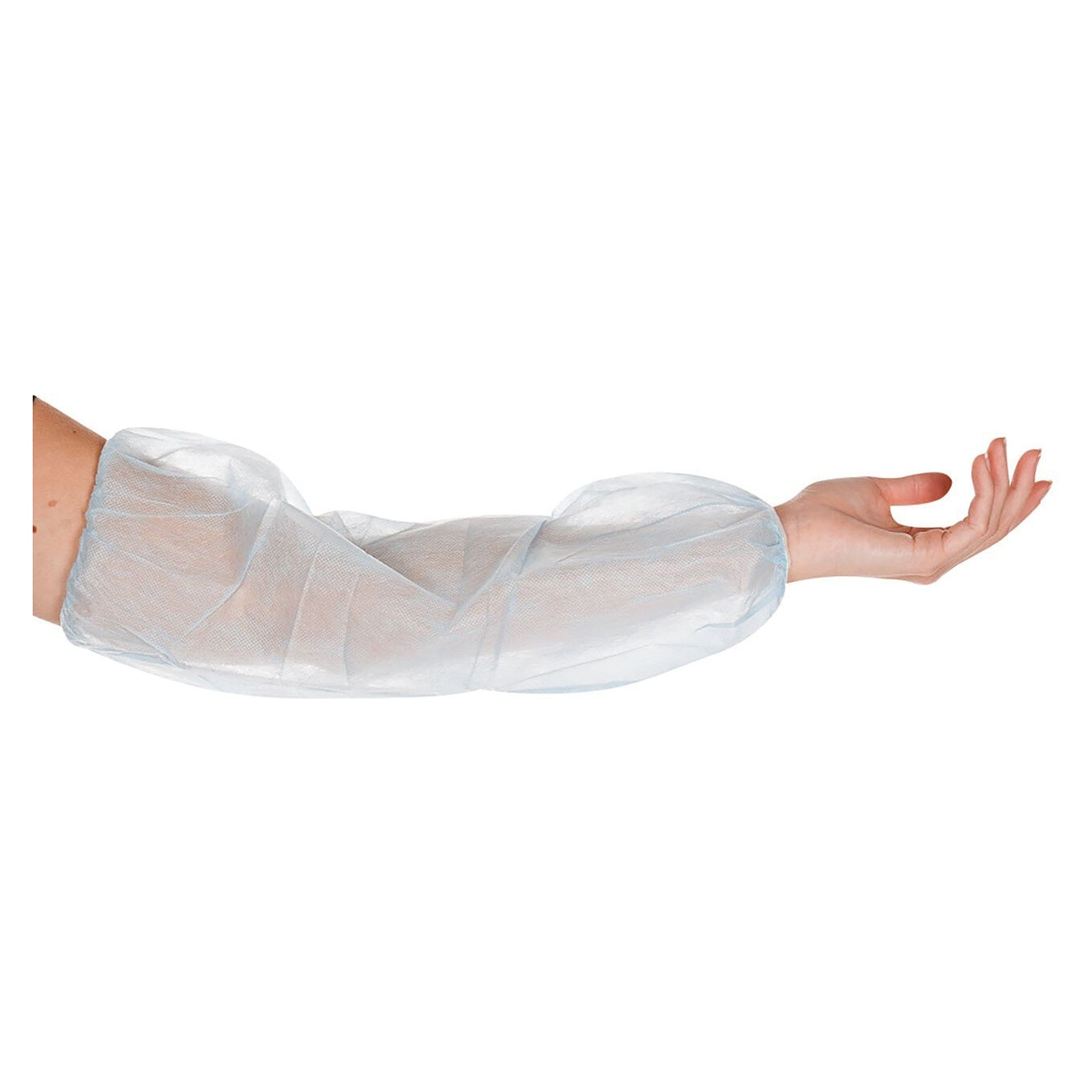 Einweg-Schutzärmel aus PP-Vlies, blau, 25 g/m², 45 cm, lebensmittelecht, VPE 100 Stück - Franz Mensch 28369