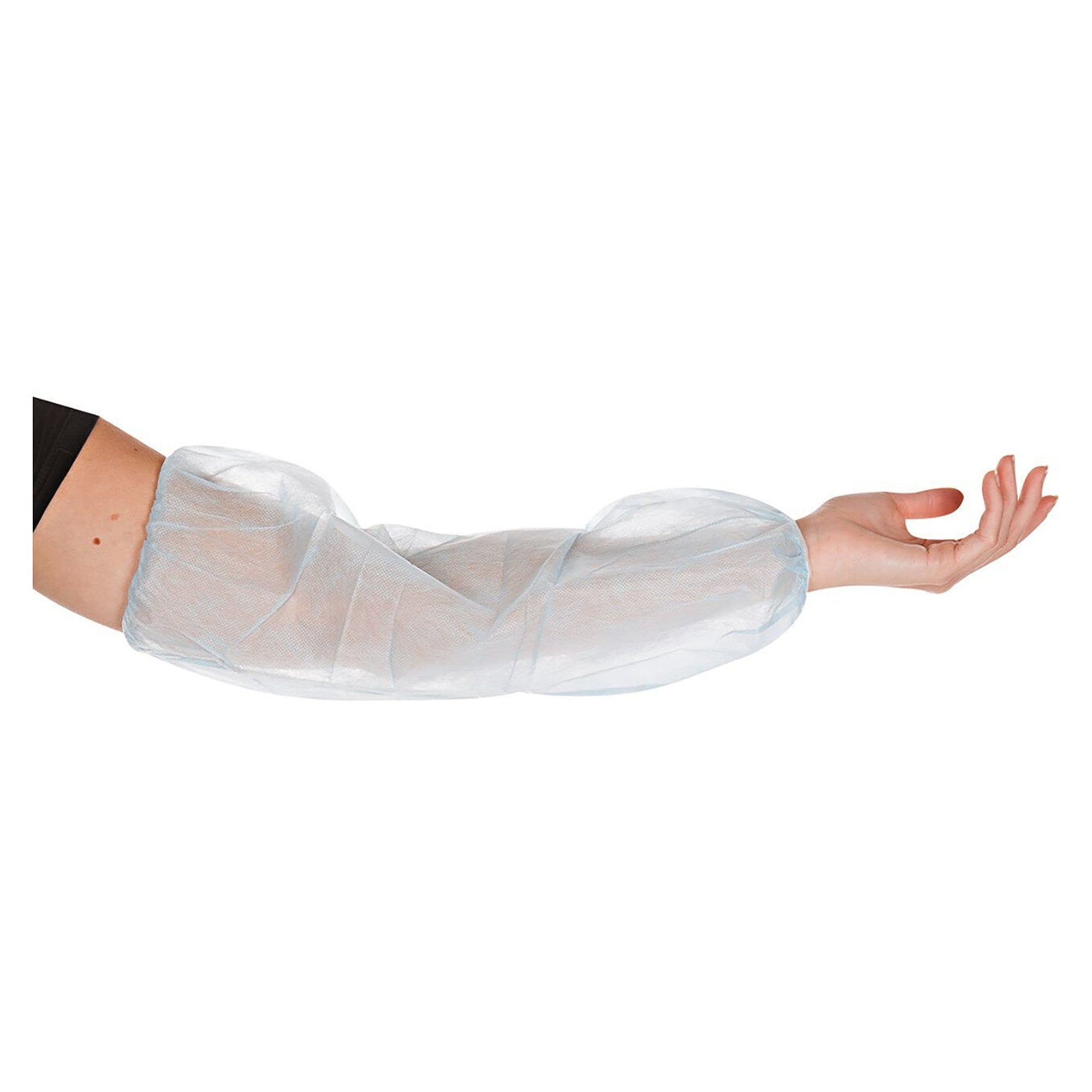 Manchettes de protection jetables en non-tissé PP, bleues, 25 g/m², 45 cm, UV de 100 - Franz Mensch 283699
