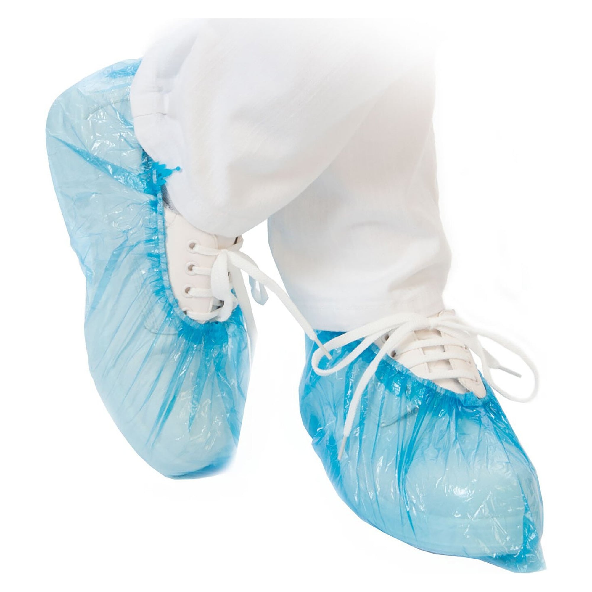 Surchaussures jetables PE Economy pour Hygomat, bleues, étanches, 46 cm, paquet de 110 - Franz Mensch 28509H