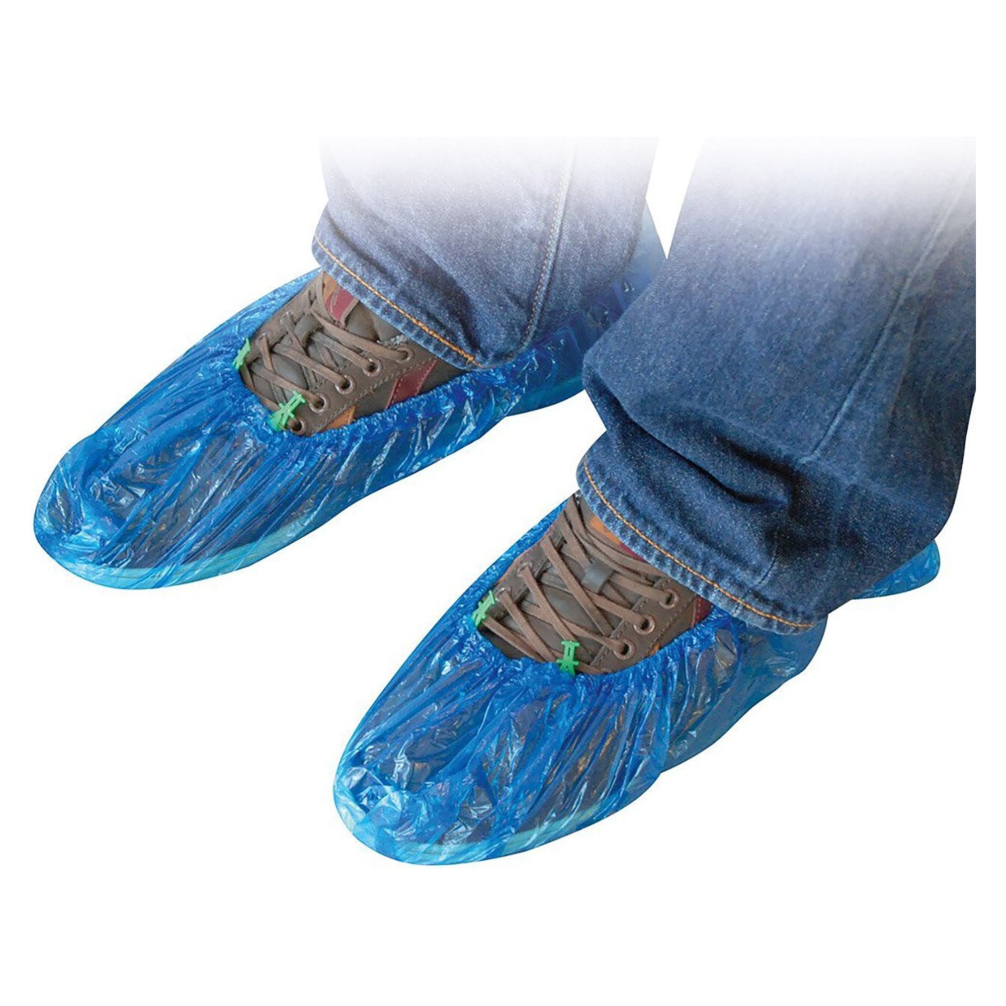 Einweg-Überschuhe PE für Überschuhspender Easy Box, blau, wasserdicht, 43,5 cm, VPE 100 Stück - Franz Mensch 28509K