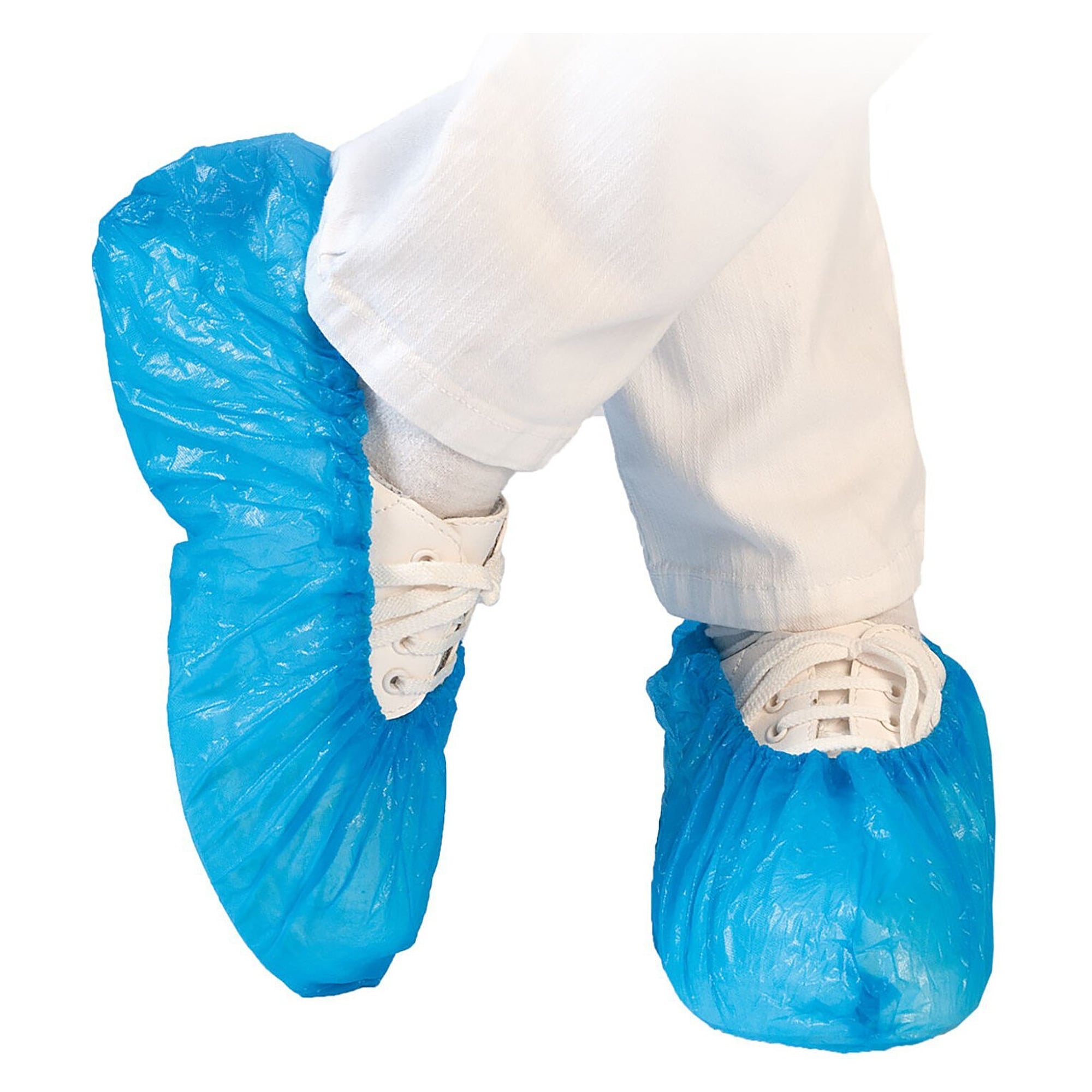 Einweg-Überschuhe PE für Überschuhmaschine Hygostep, blau, 50 cm, Spender mit 200 Stück - Franz Mensch 28509S