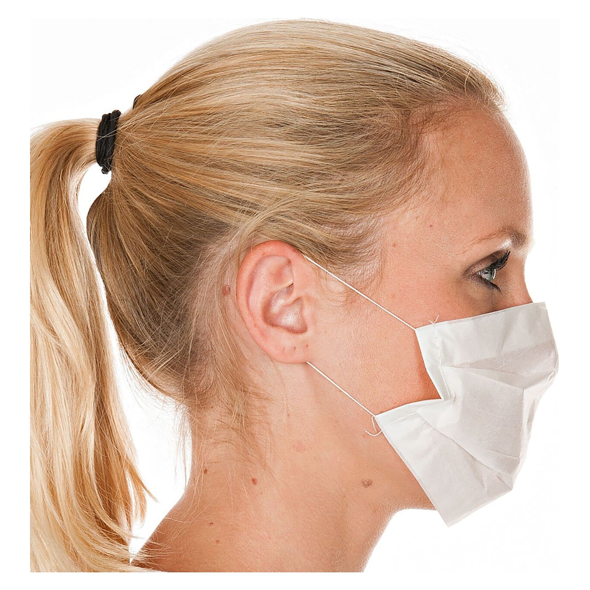 Hygostar Mundschutz Standard aus Tissue-Papier, 2-lagig, weiß, mit Gummibändern, VPE 100 Stück - Franz Mensch 2910
