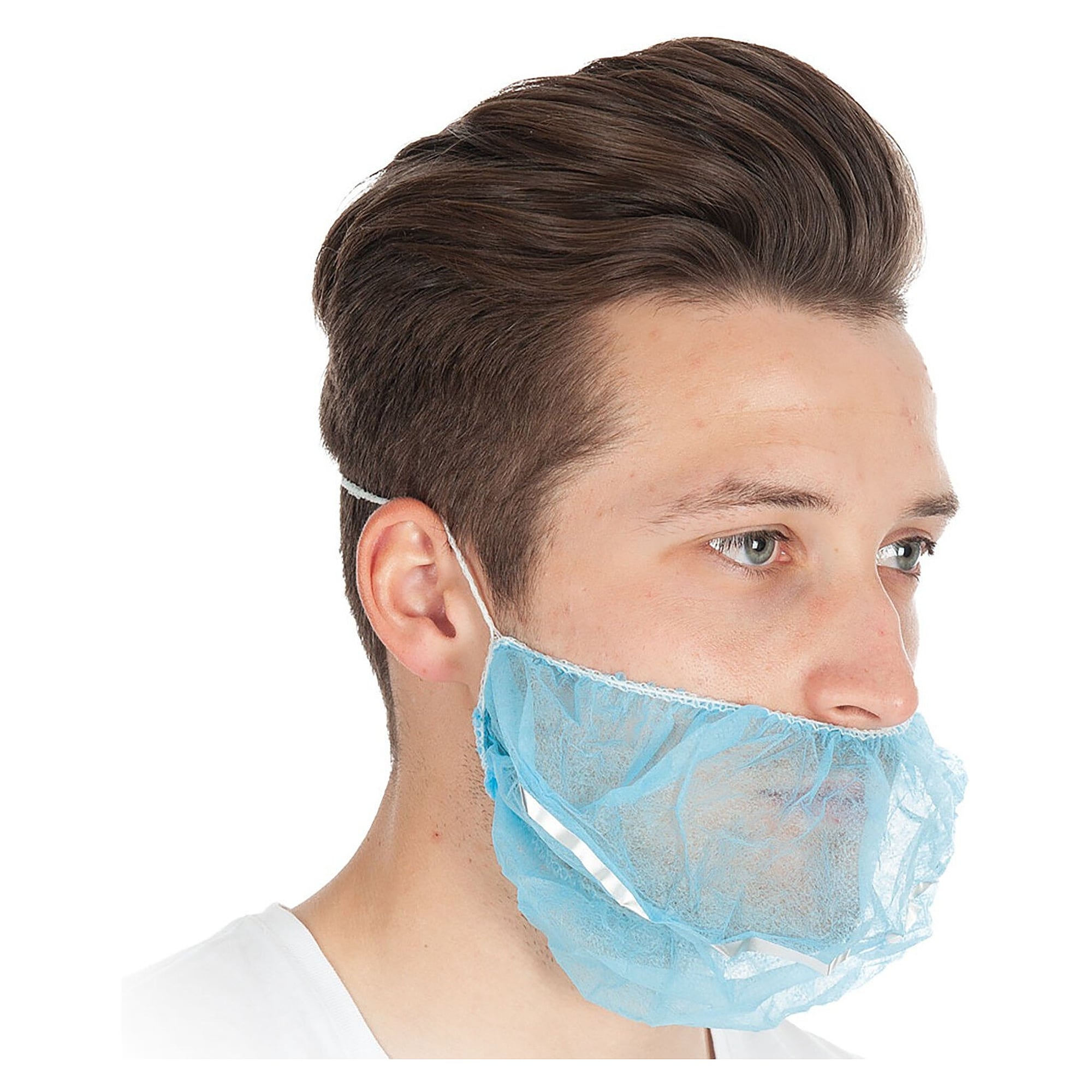 Hygostar Bartschutz detektierbar, PP-Vlies, blau, 40 x 20 cm, latexfreies Gummiband, 100 Stück - Franz Mensch 29162