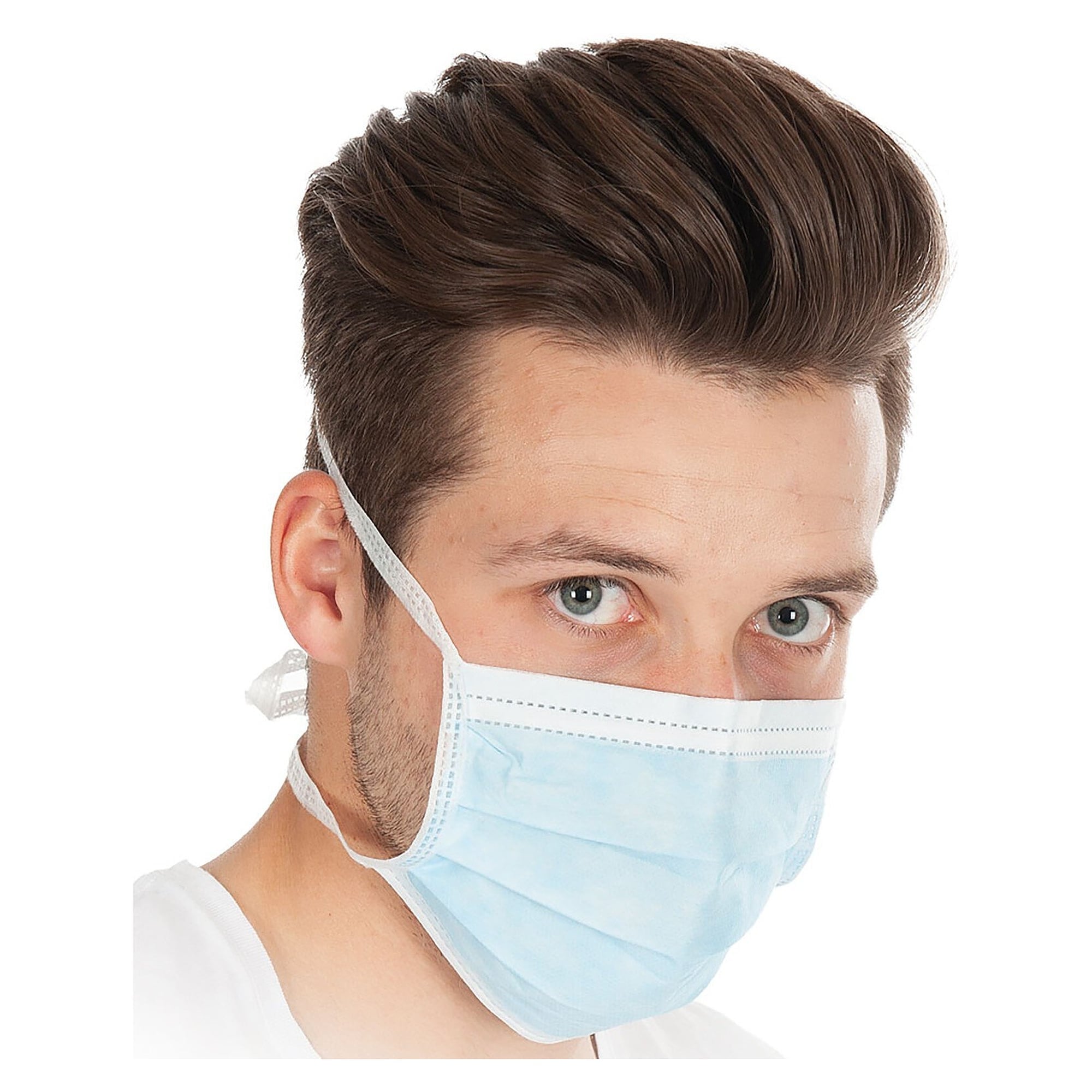Hygostar type II face mask, 3-ply PP nonwoven, blue, ties, nose clip, pack of 50 - Franz Mensch 29166