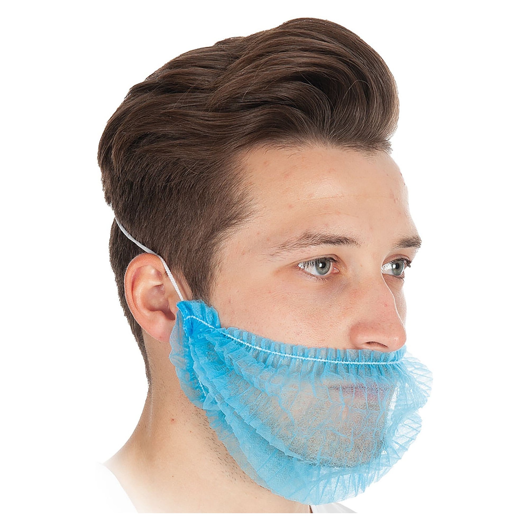 Hygobase Bartschutz Eco aus PP-Vlies, blau, 45 x 24 cm, latexfreier Gummizug, VPE 100 Stück - Franz Mensch 292026