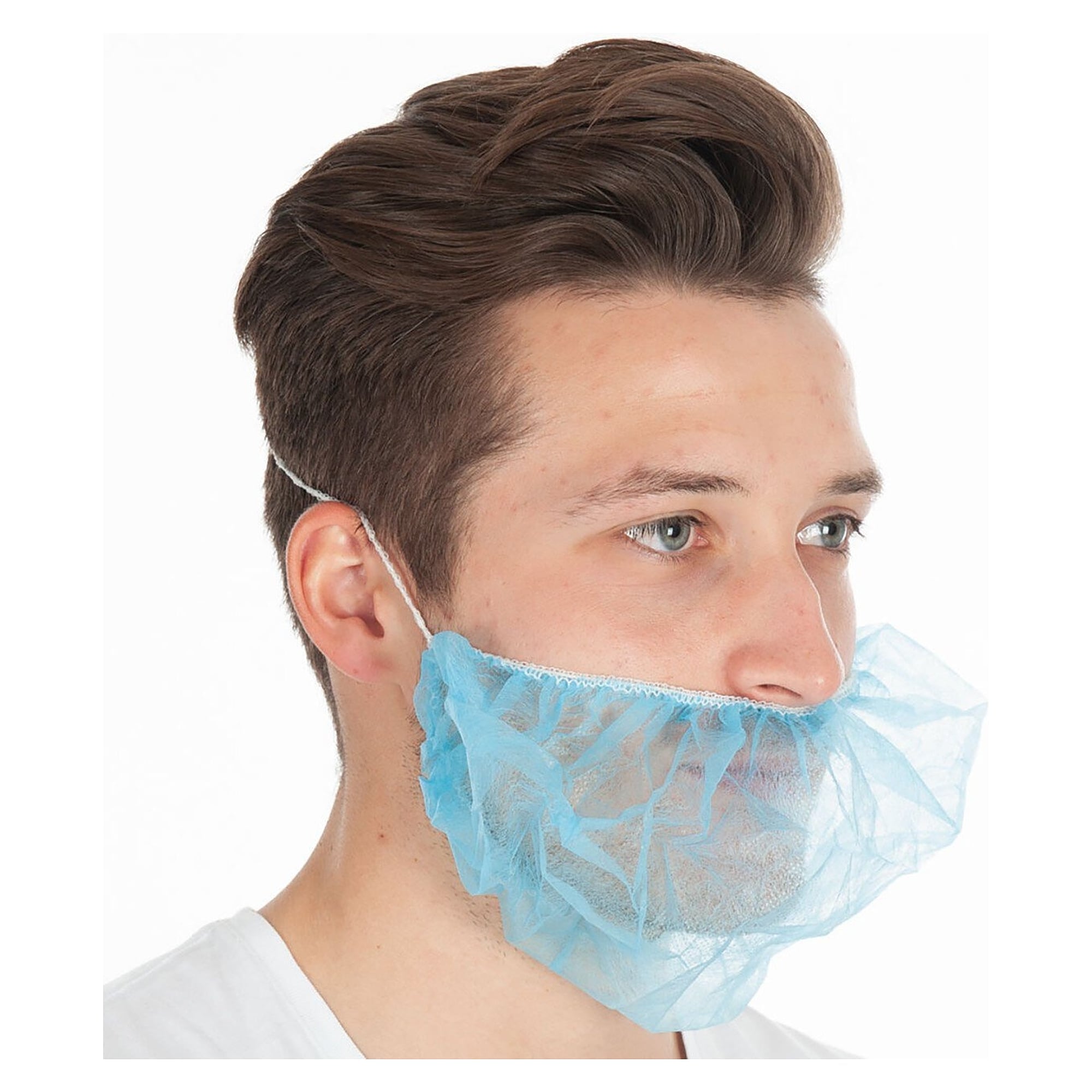 Hygostar beard cover, PP nonwoven, blue, 50 x 30 cm, latex-free elastic, pack of 100 - Franz Mensch 29261