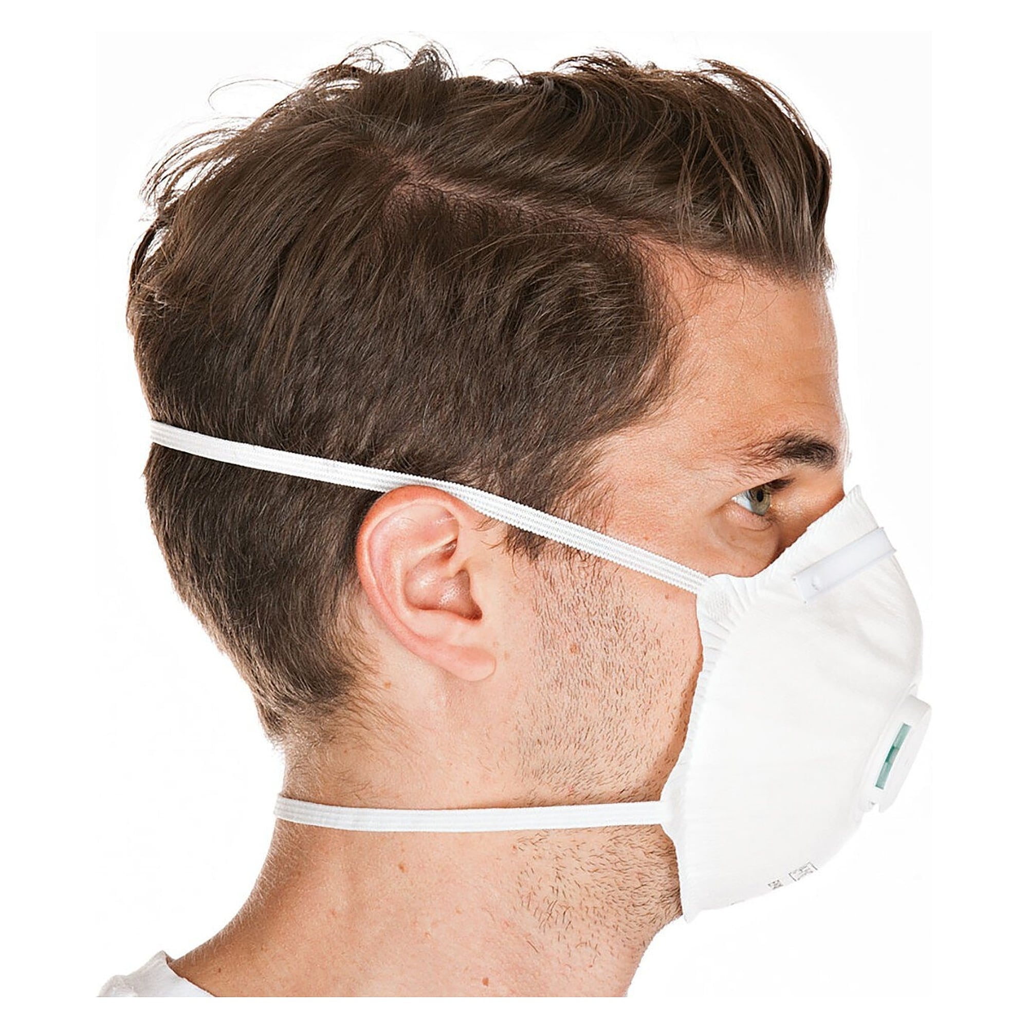 FFP2 respirator, vertical fold-flat, with exhalation valve and nose clip, white, box of 10 - Franz Mensch 29330