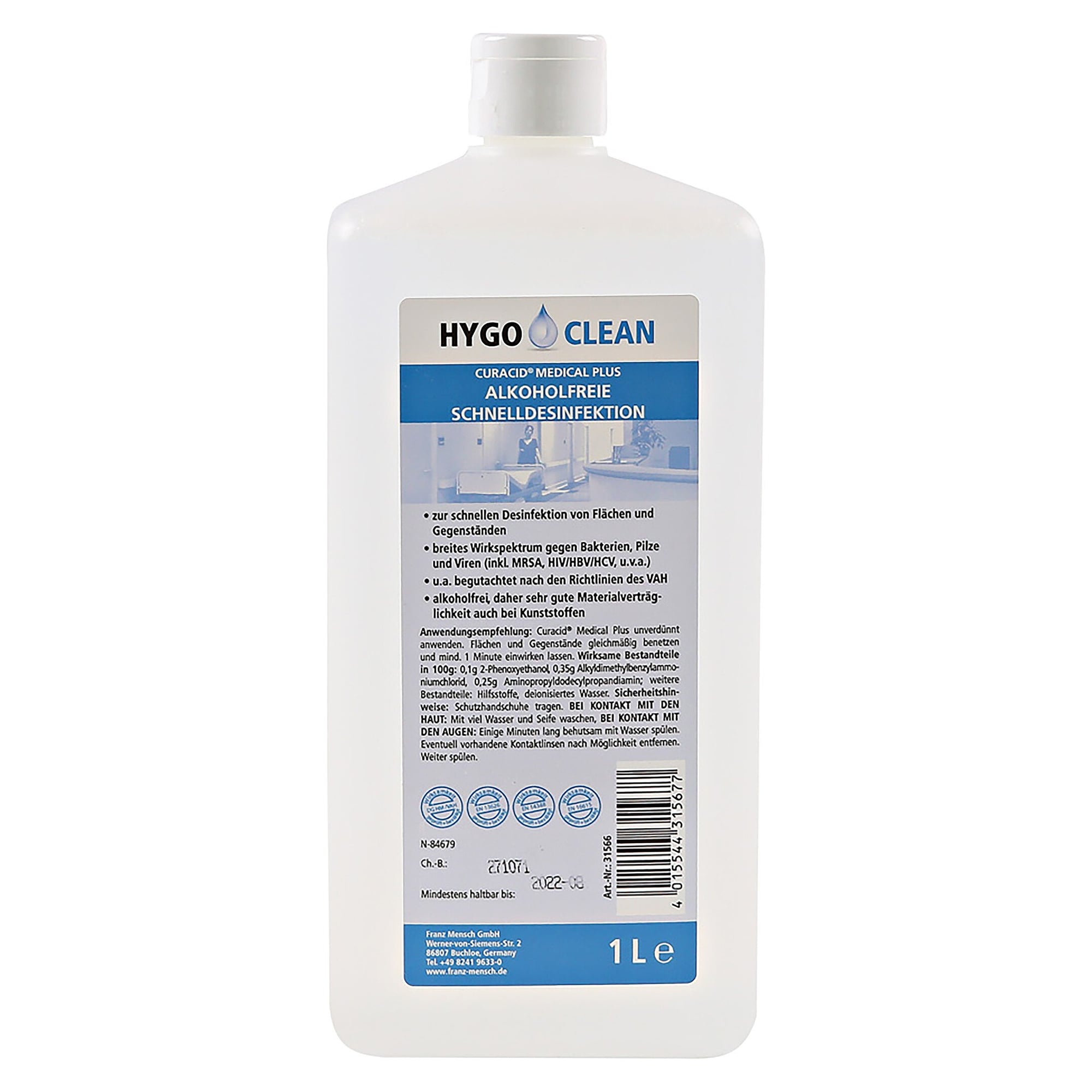Alkoholfreie Schnelldesinfektion Curacid Medical Plus für Medizinprodukte, Remanenzwirkung, 5 l - Franz Mensch 31568