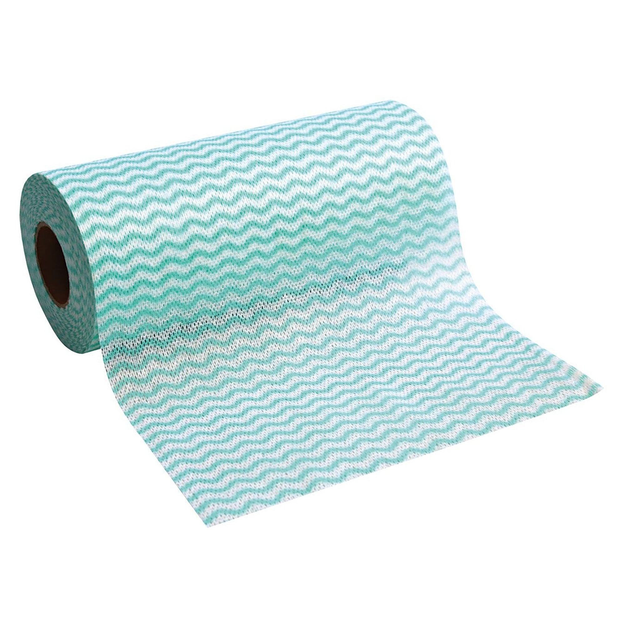 Dish and cleaning cloth on a roll, green and white, viscose/polyester, perforated, 12 rolls of 50 - Franz Mensch 316170