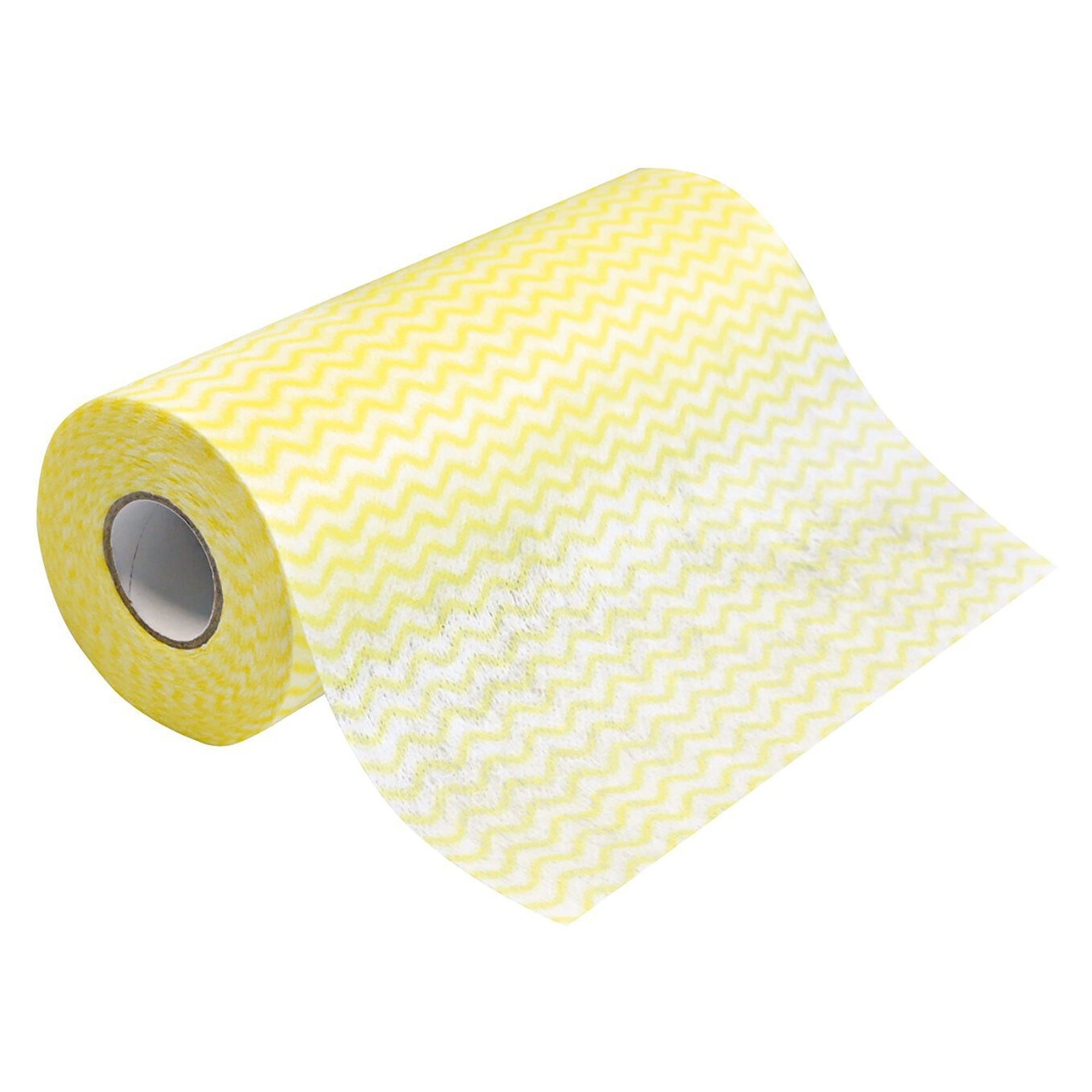 Dish and cleaning cloth on roll, viscose/polyester, yellow and white, 12 rolls of 50 cloths - Franz Mensch 316180